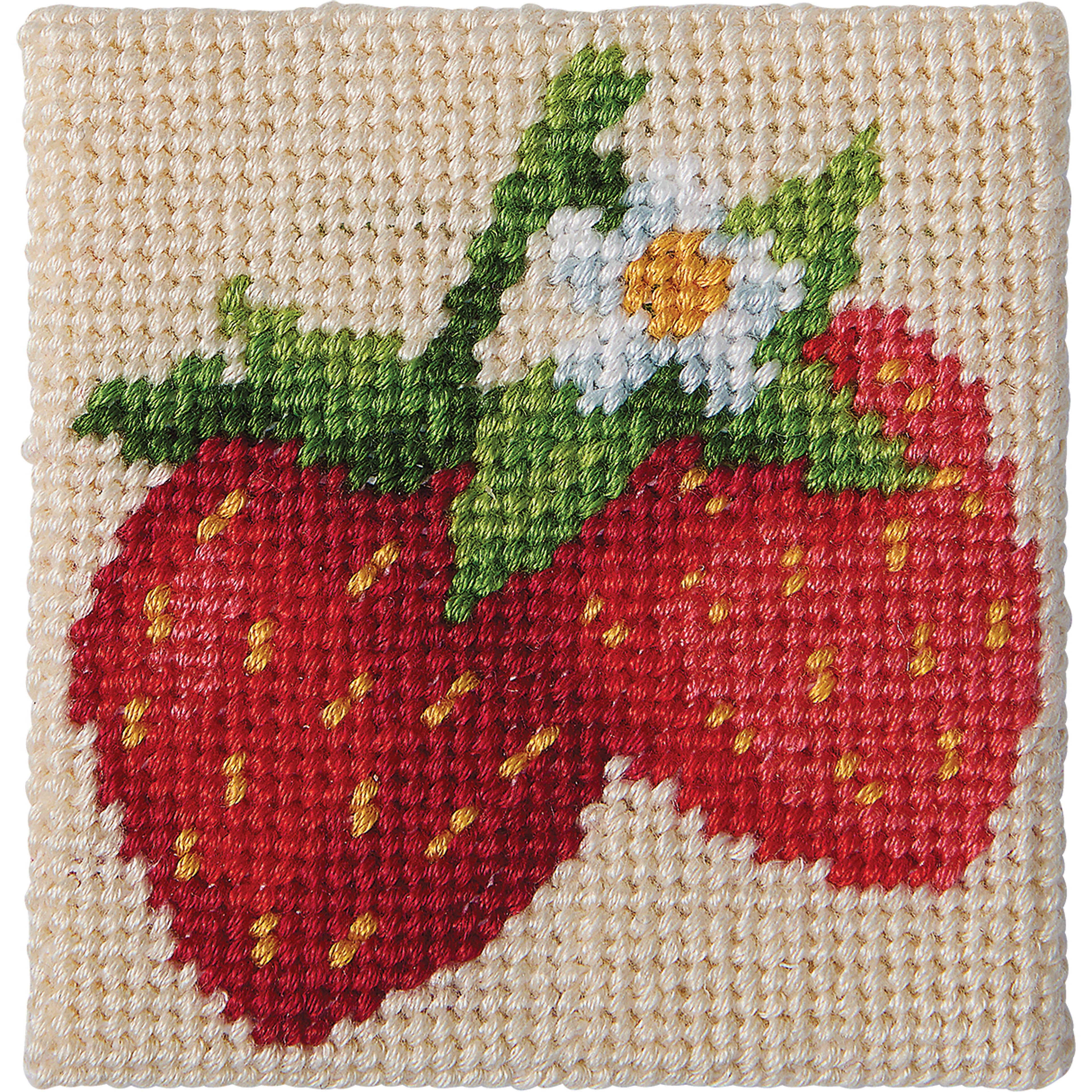 3" x 3" Strawberry Needlepoint Kit by Loops & Threads®