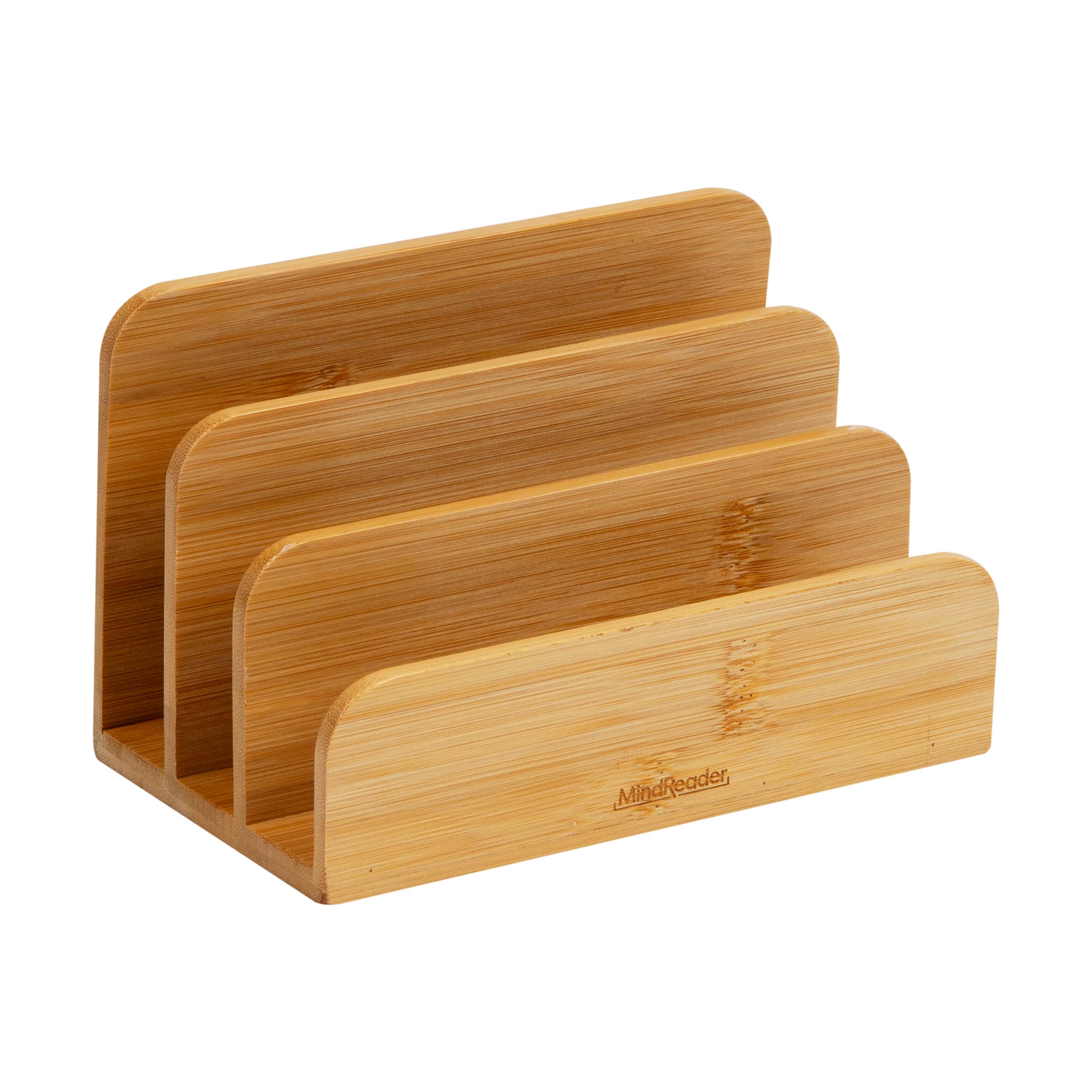 Mind Reader 3-Tier Mail Sorter, Desktop Organizer, Mail Organizer, Modern, Office, Bamboo, Brown