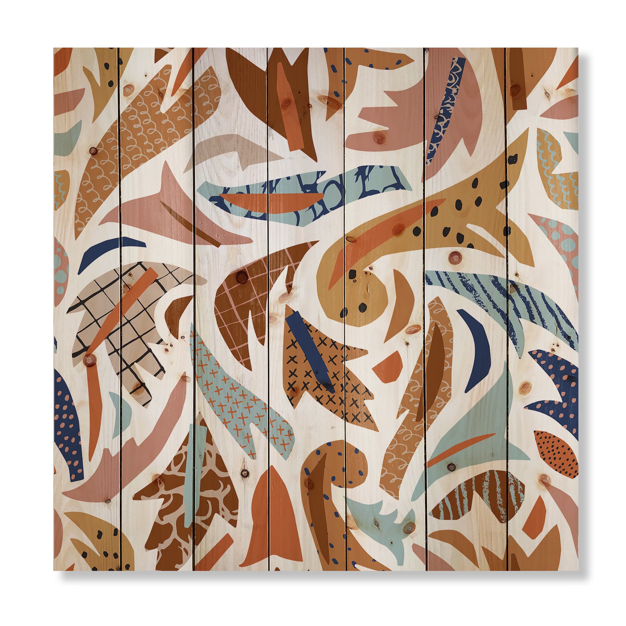 Designart - Baroque Inspired Stylized Doodles - Bohemian & Eclectic Print on Natural Pine Wood