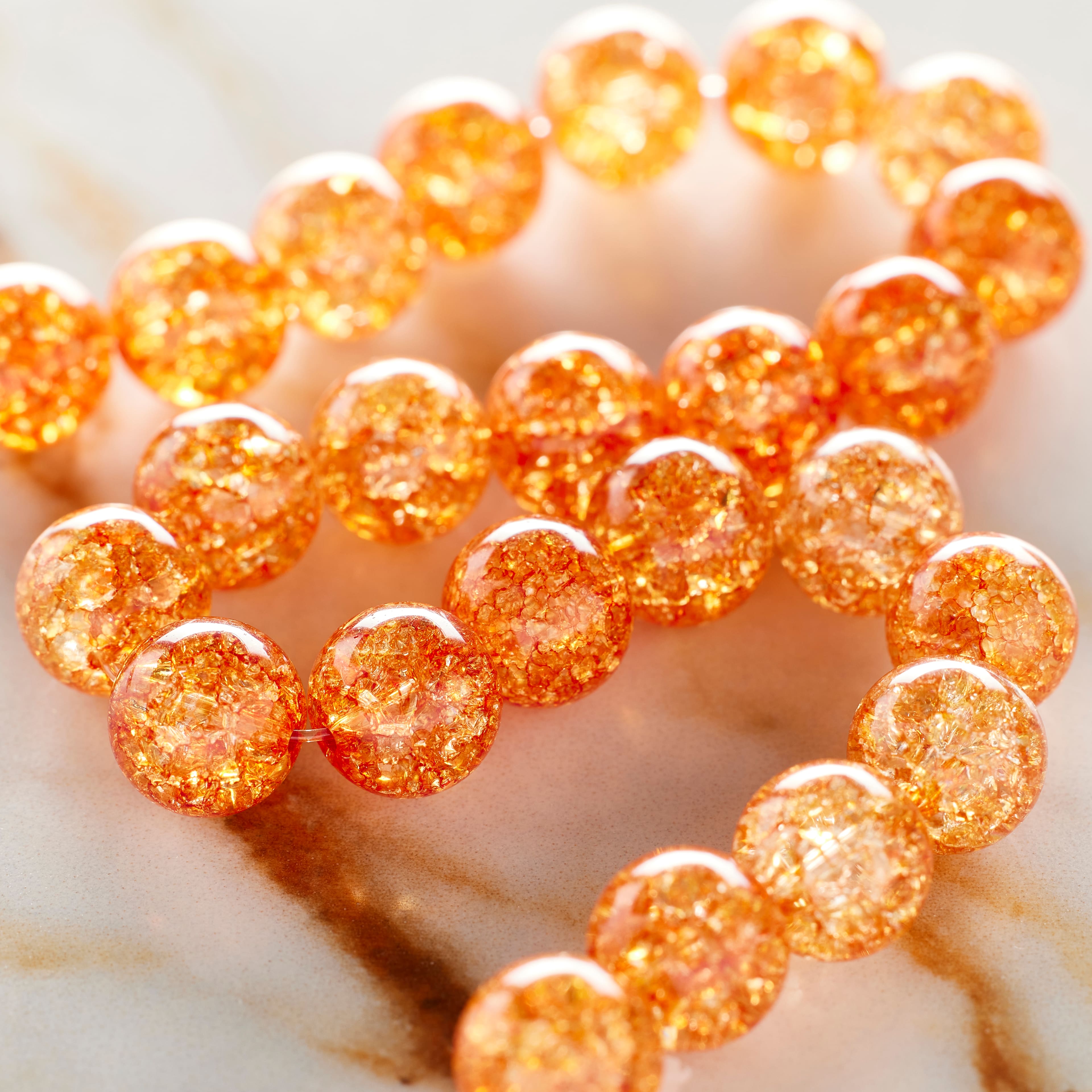 12 Pack: Orange Crackled Quartzite Round Beads, 8mm by Bead Landing™