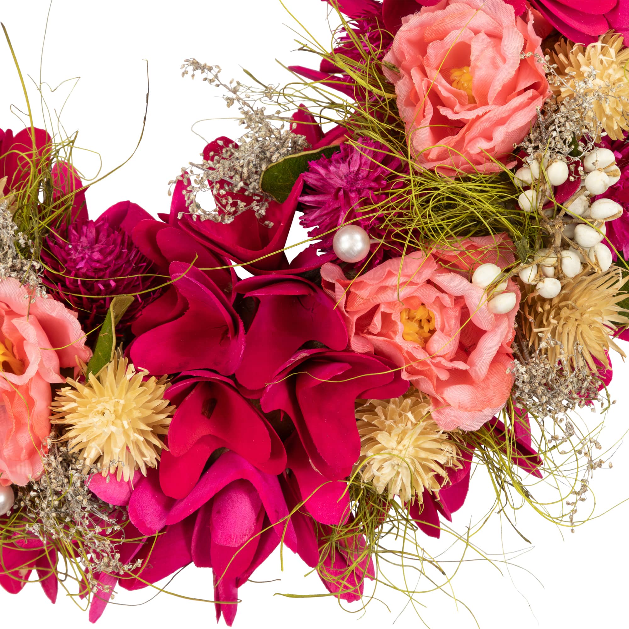 12.5" Mixed Floral & Berries Artificial Spring Wreath