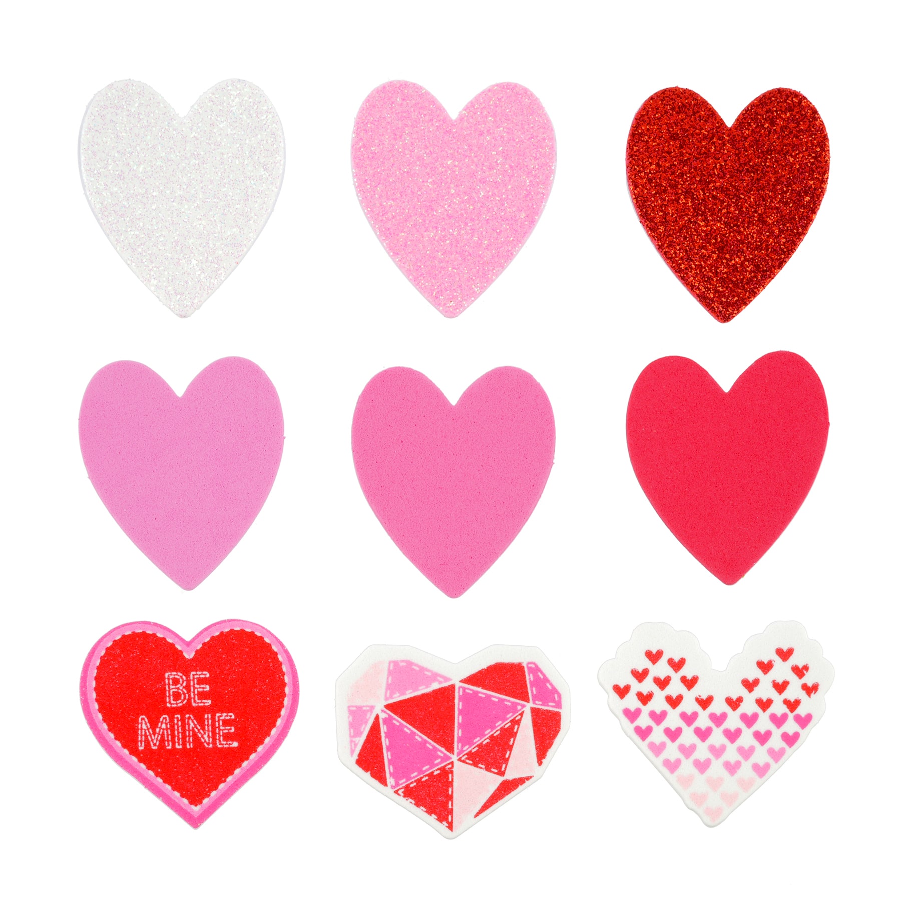 New 120 Foam Heart Stickers Valentine's Crafts Assorted Colors Hearts  Lips~Qty 1