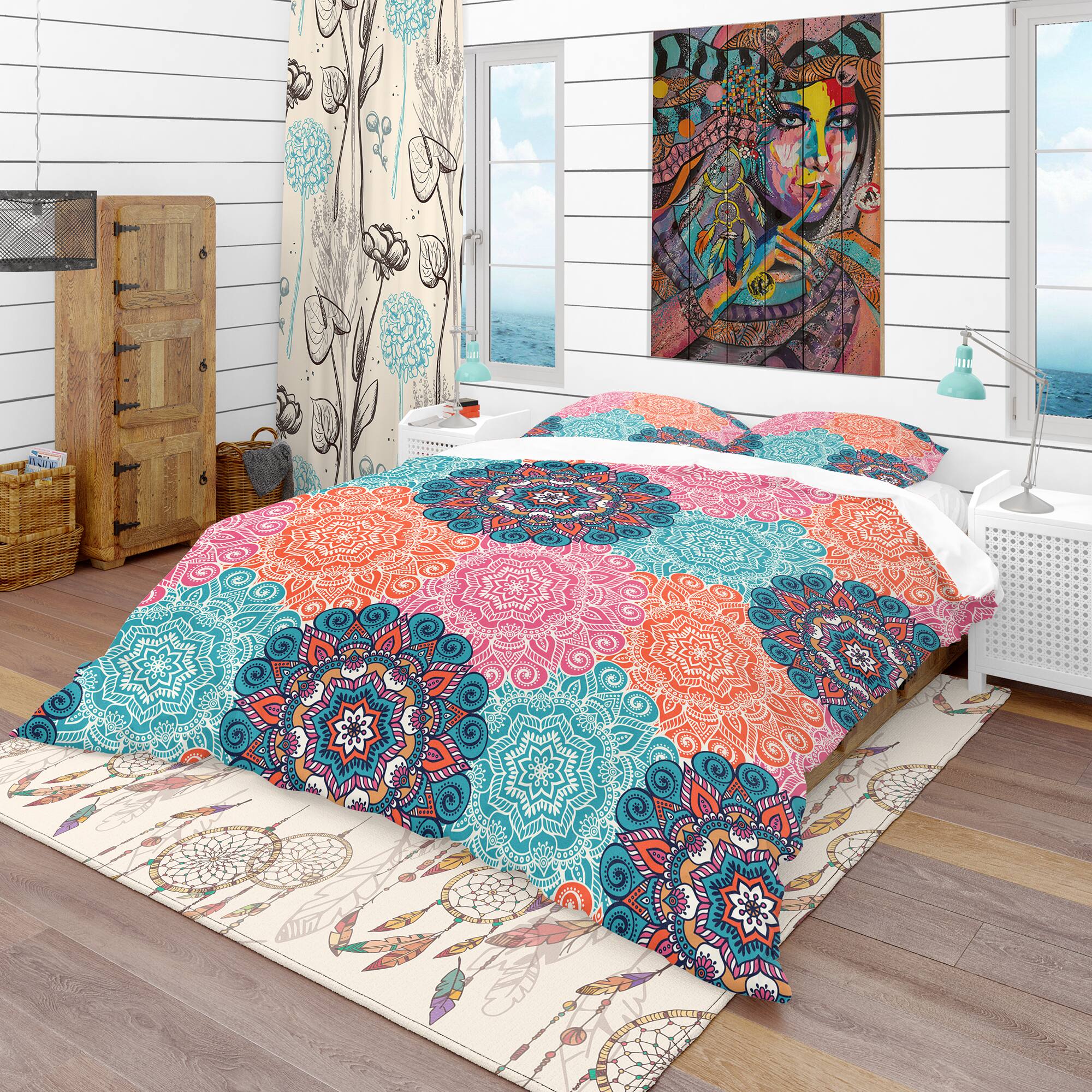 Designart &#x27;Vintage Arabic Decorative Elements&#x27; Bohemian &#x26; Eclectic Bedding Set - Duvet Cover &#x26; Shams