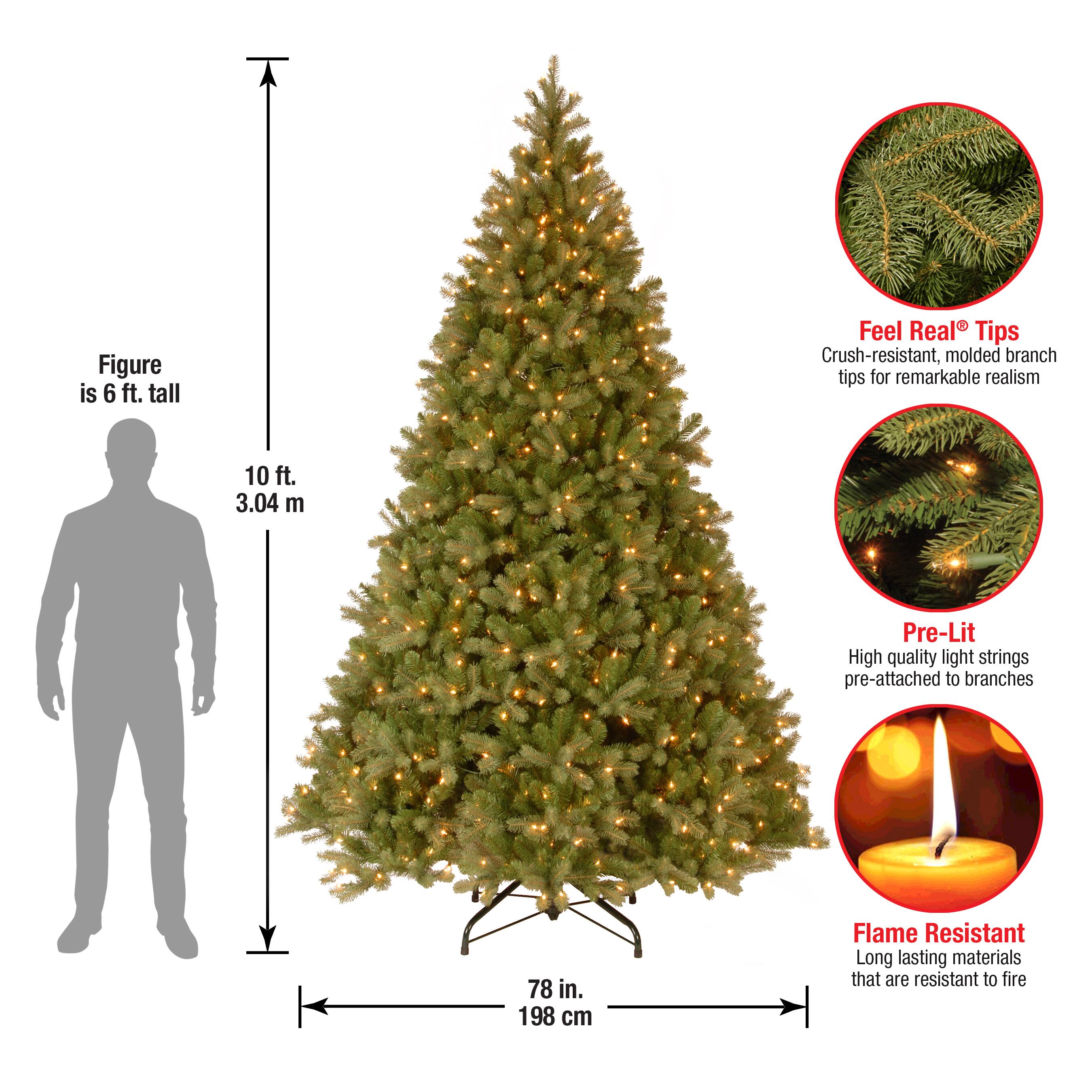 10 Ft. Pre-Lit Feel Real® Downswept Douglas Full Artificial Christmas Tree, Clear Lights