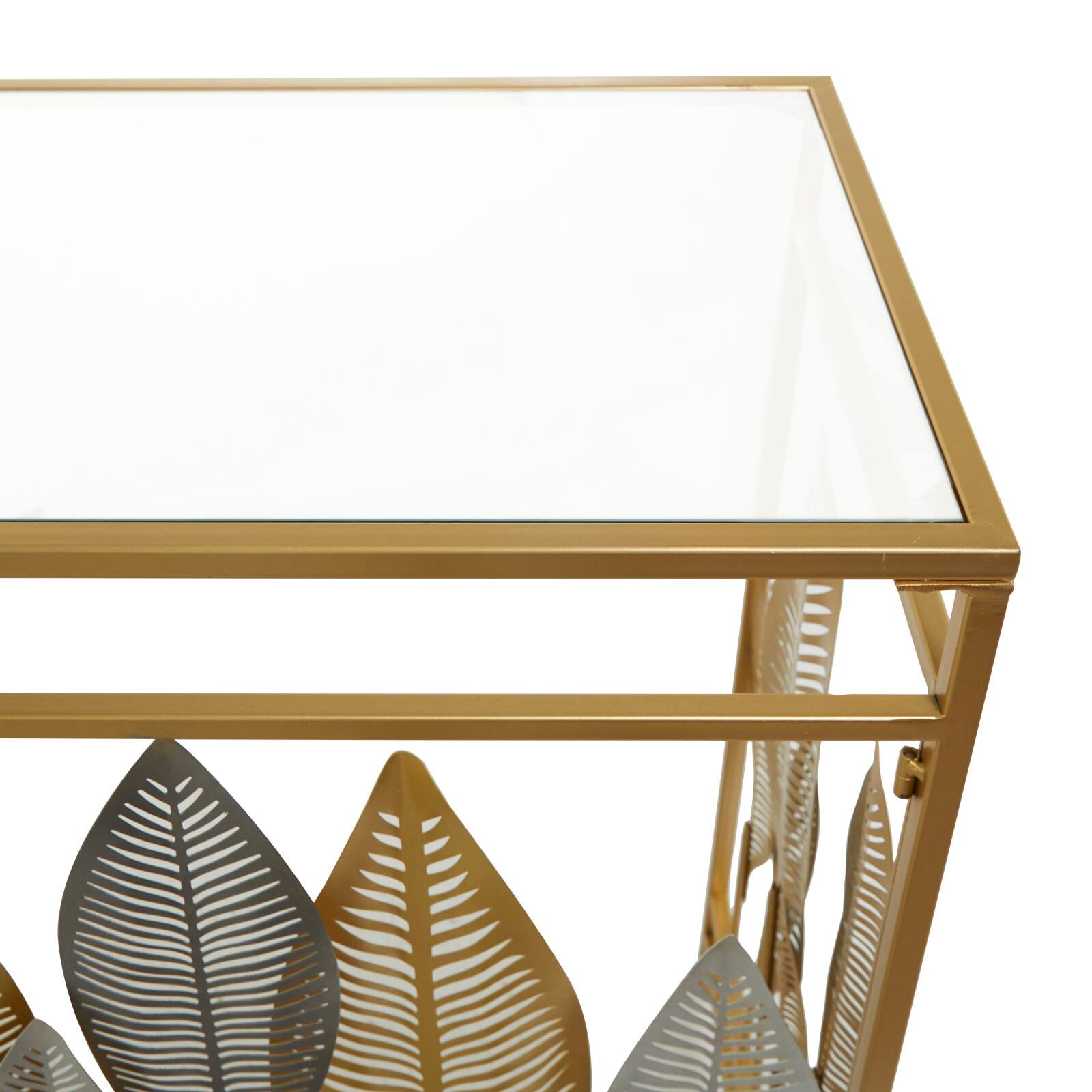 Gold Metal Contemporary Console Table, 30&#x22; x 44&#x22; x 16&#x22;