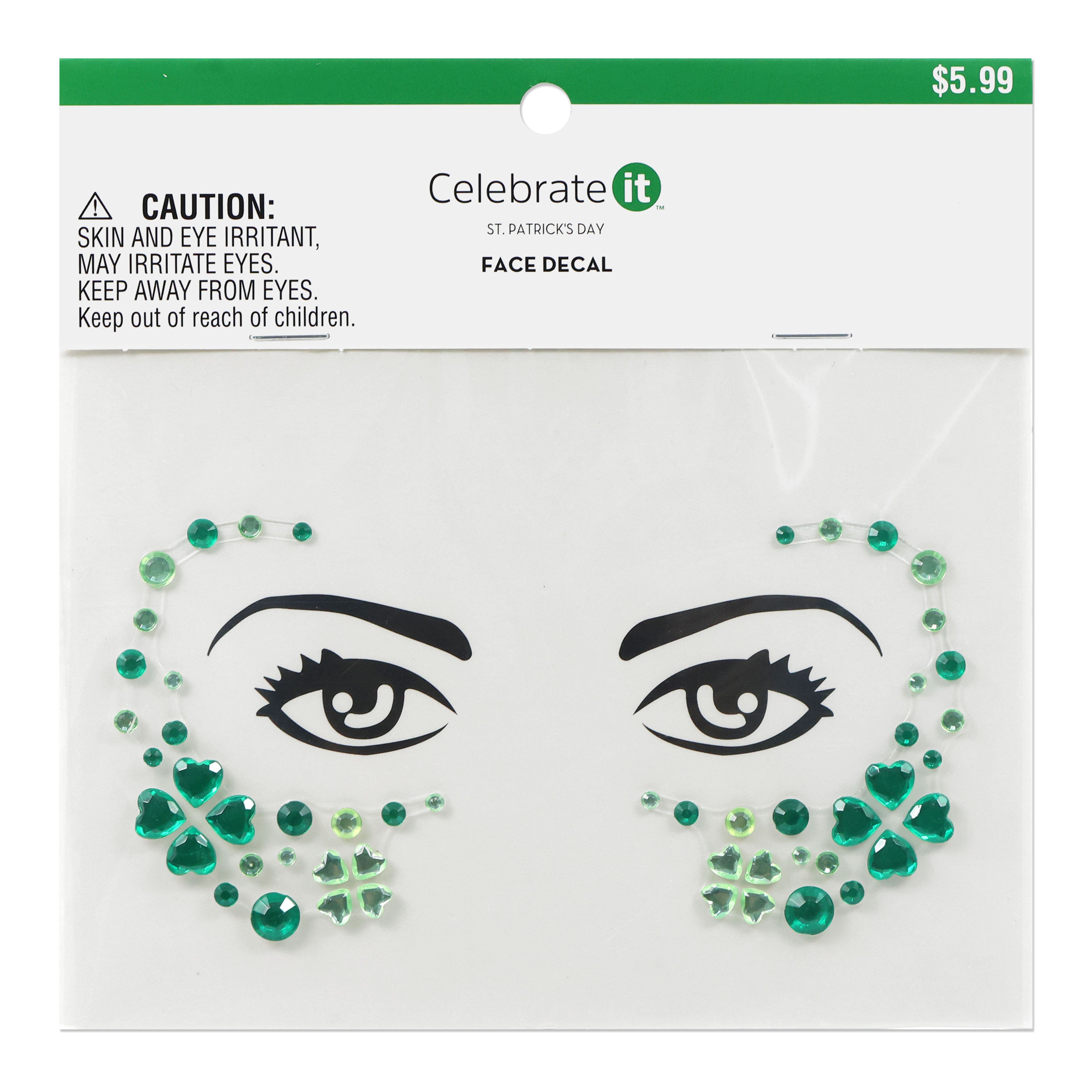 Saint Patricks Day Sets Face Jewels Face Gems Stick On Glitter