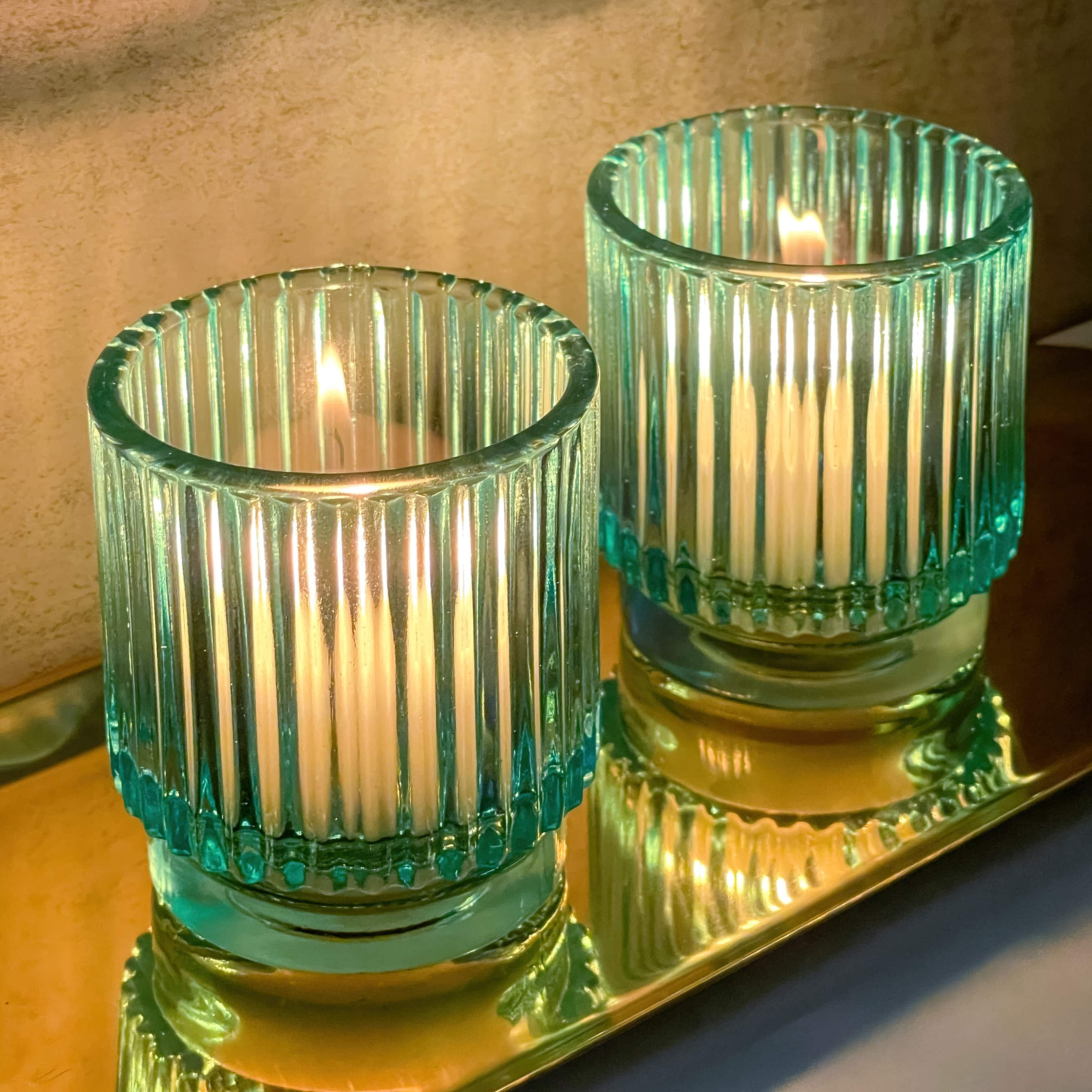 Kate Aspen® Ribbed Glass Votive Candle Holder Set