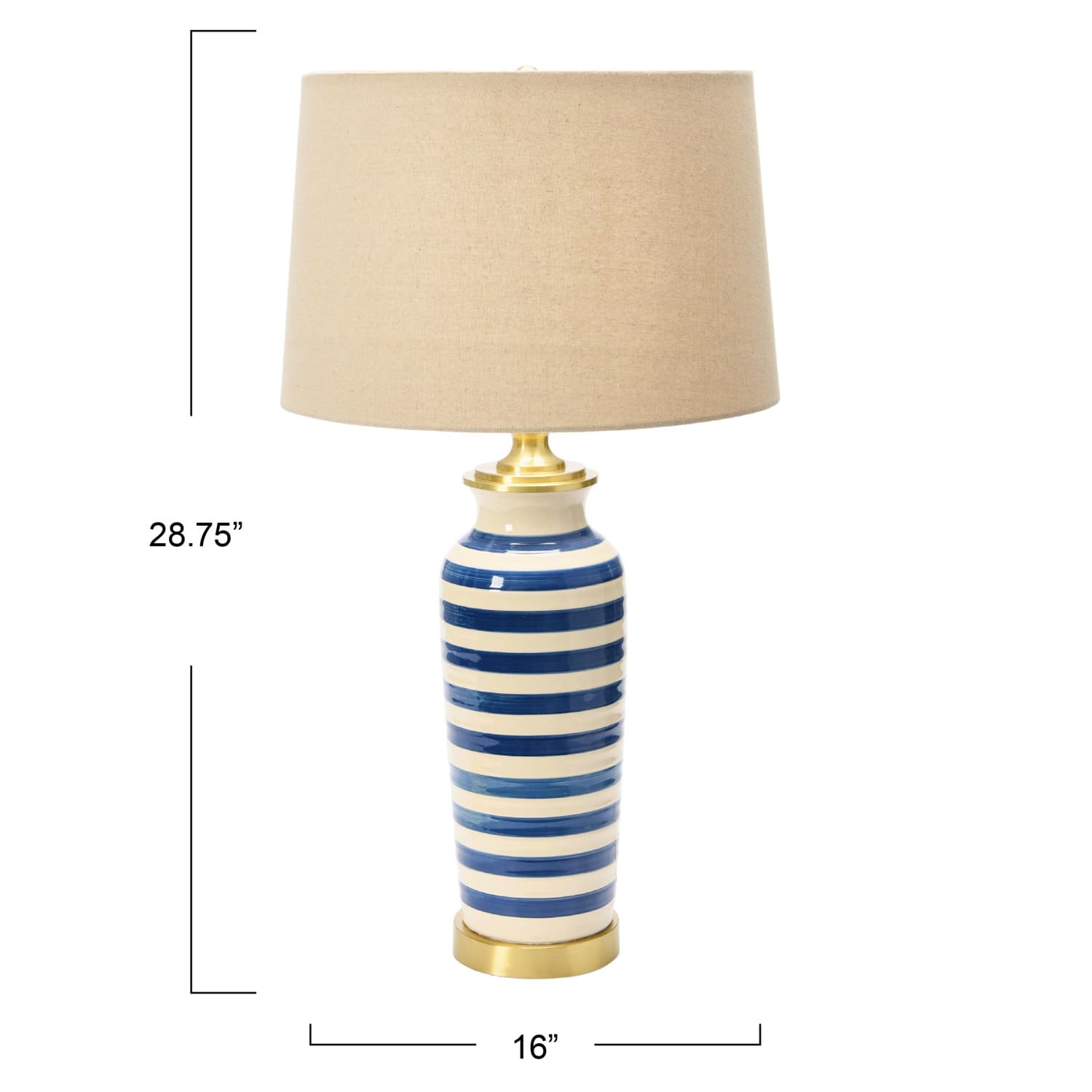 2ft. Striped Ceramic &#x26; Metal Desk Lamp