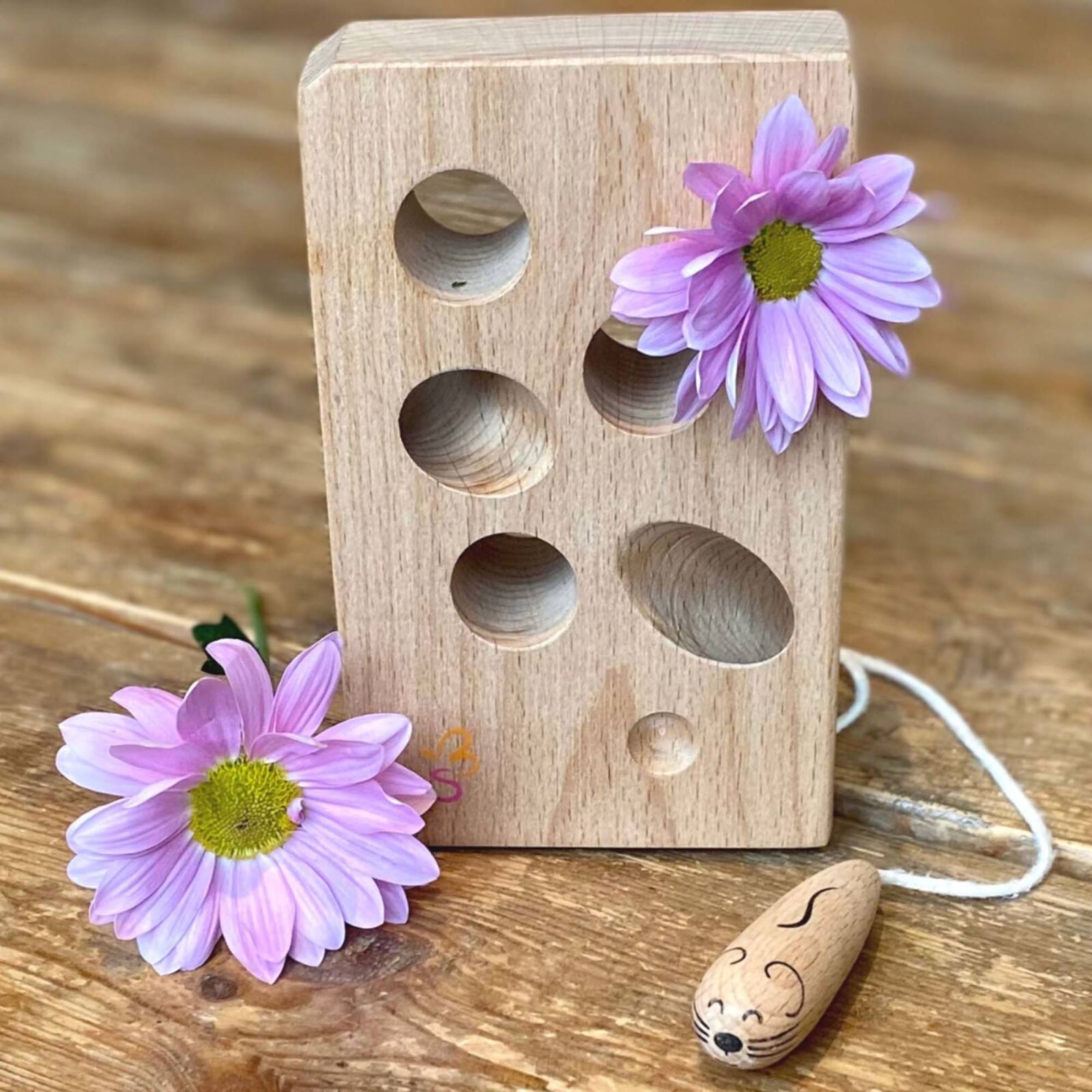 Extasticks Cheesalino Cheese &#x26; Mouse Wooden Lacing Toy