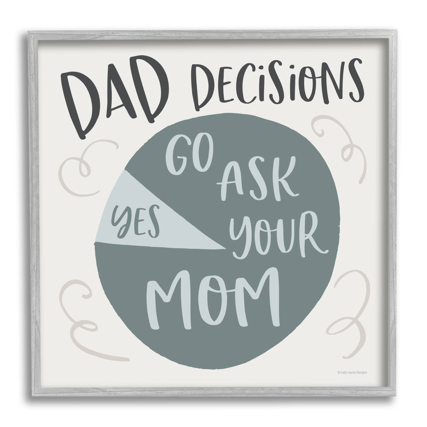 Stupell Industries Humorous Dad Decisions Pie Chart Phrase Framed Giclee Art