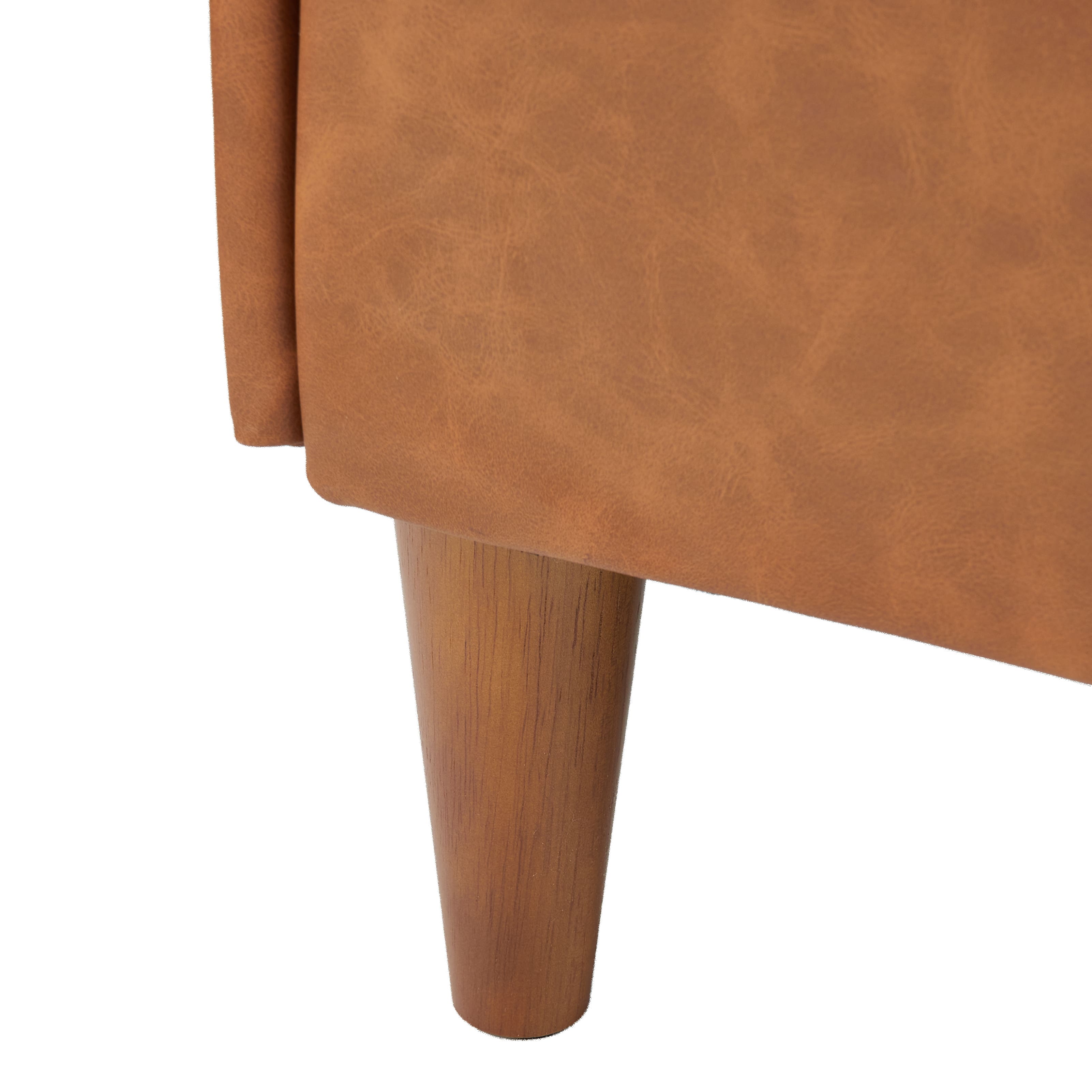 Hello Honey® Cognac Vegan Leather Bench with Storage