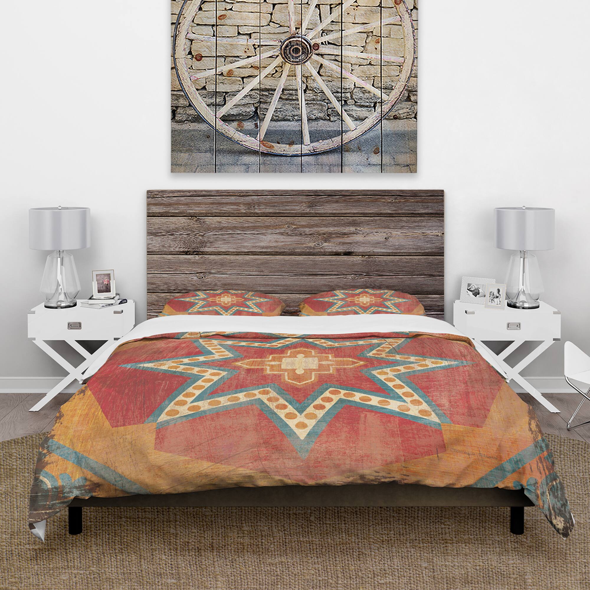 Designart &#x27;Moroccan Orange Tiles Collage I&#x27; Cottage Bedding Set - Duvet Cover &#x26; Shams