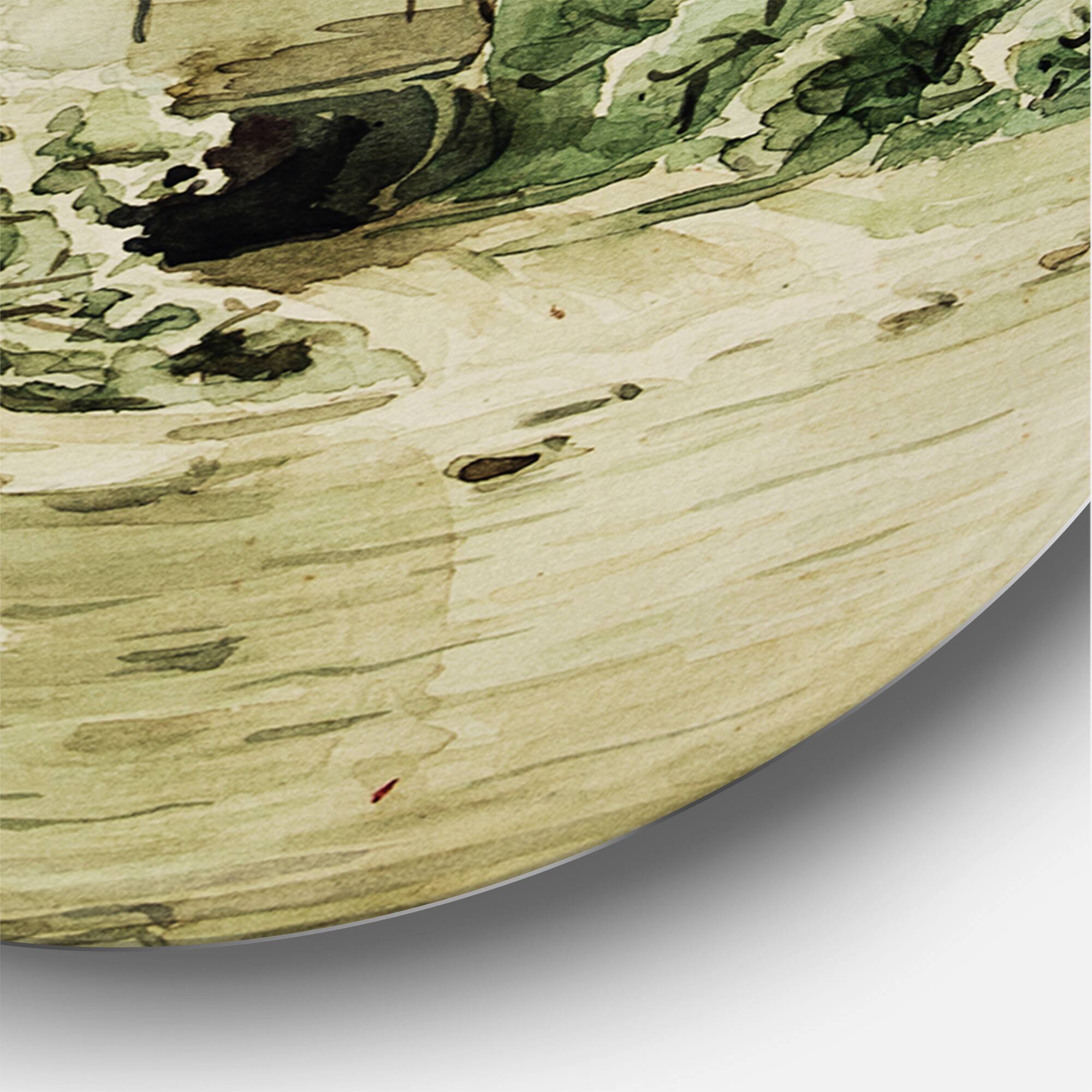 Designart - Cabin In The Mountains - Cabin &#x26; Lodge Metal Circle Wall Art