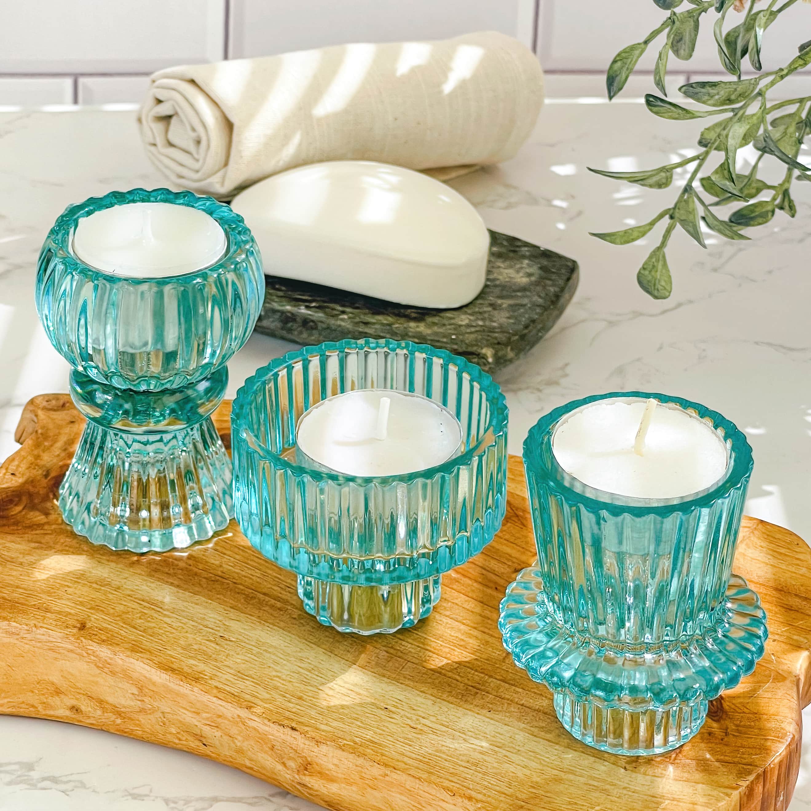 Kate Aspen Assorted Vintage Ribbed Clear Glass Candlestick Candle Holder Set | Michaels