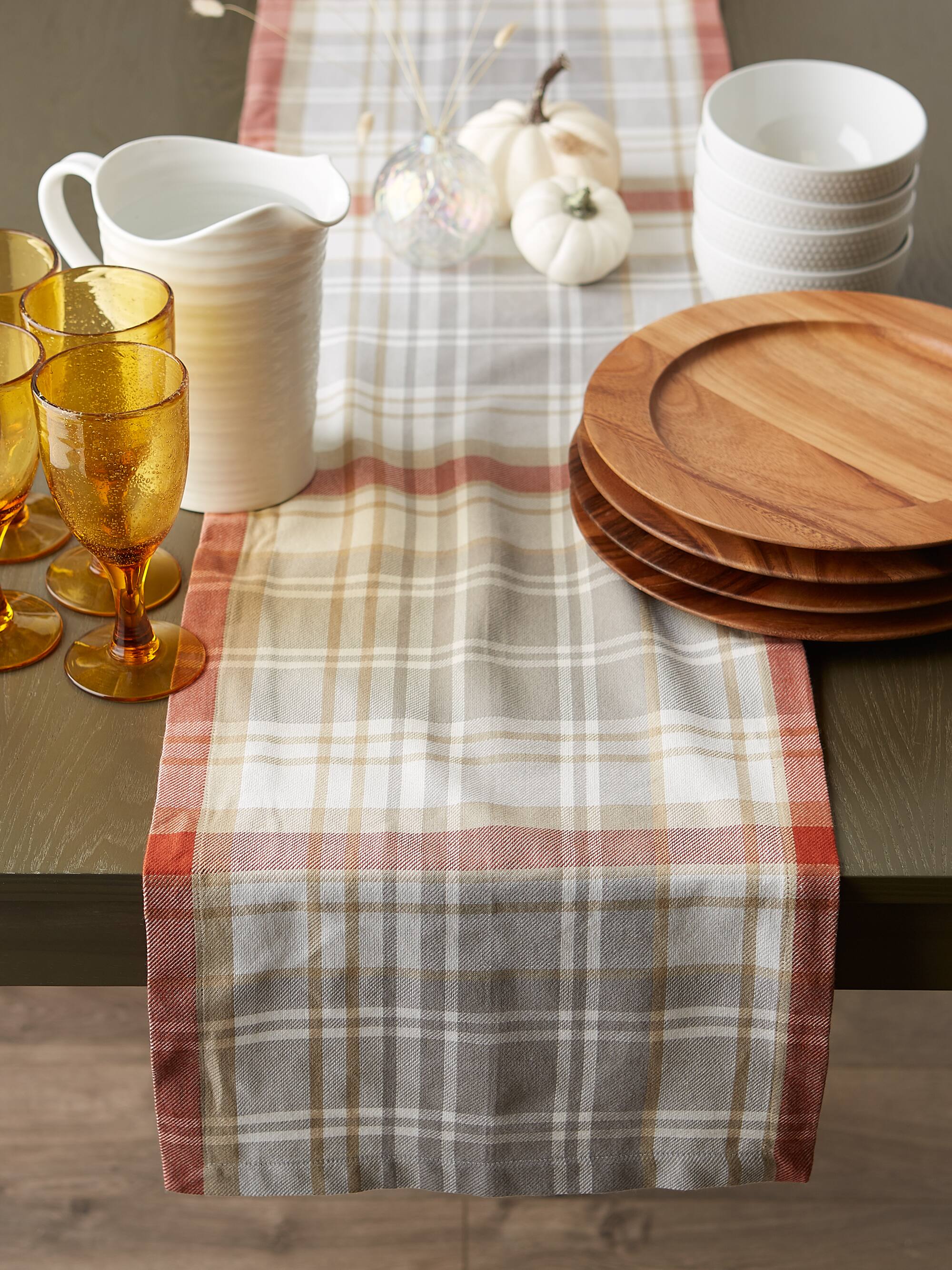 DII&#xAE; 108&#x22; Plaid Thanksgiving Cozy Picnic Table Runner