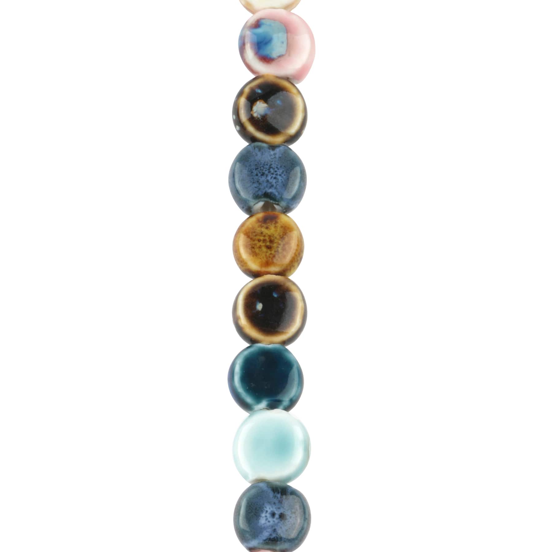 12 Packs: 18 ct. (216 total) Multicolor Ceramic Coin Beads, 10.5mm by Bead Landing™