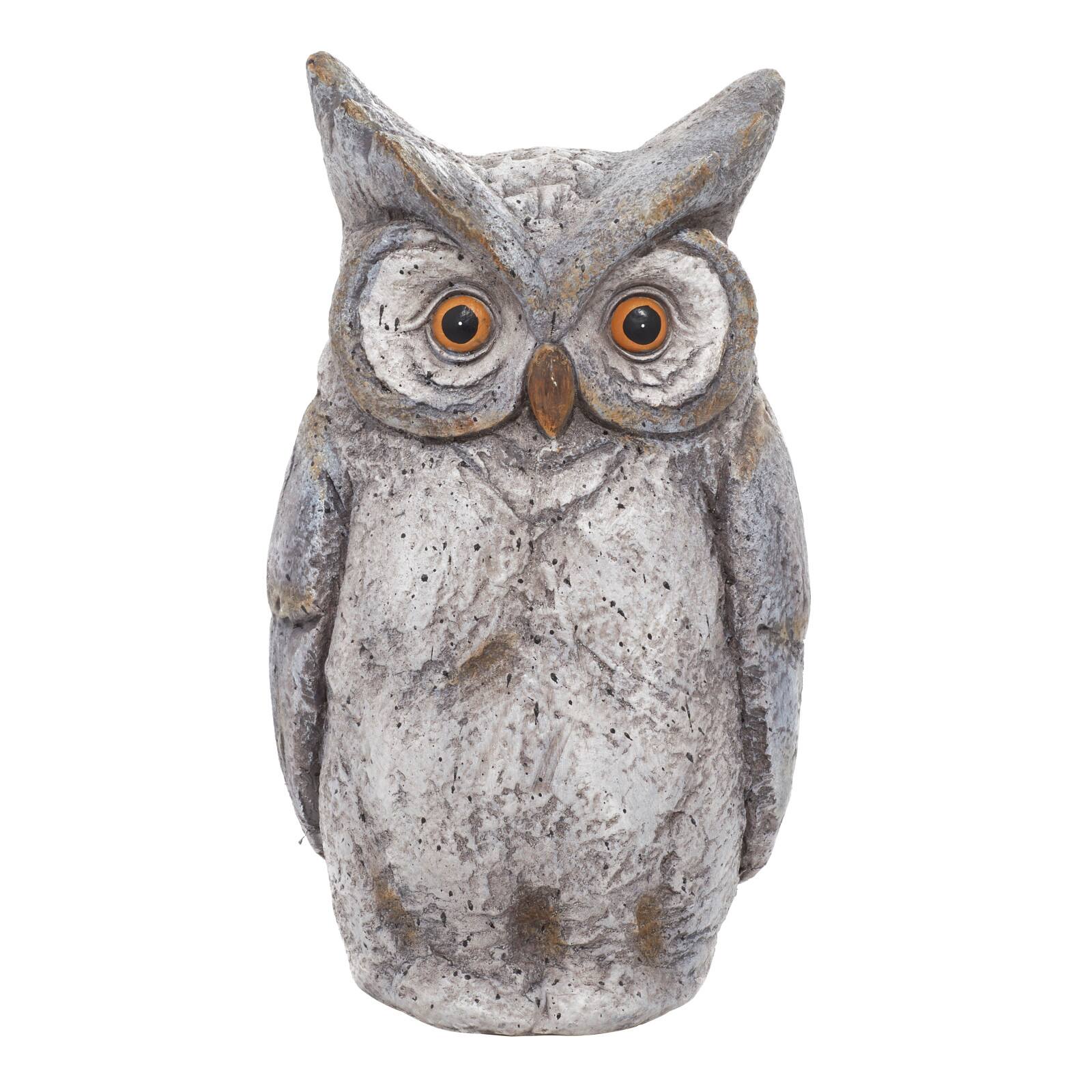 17&#x22; Gray Stone Country Owl Garden Sculpture