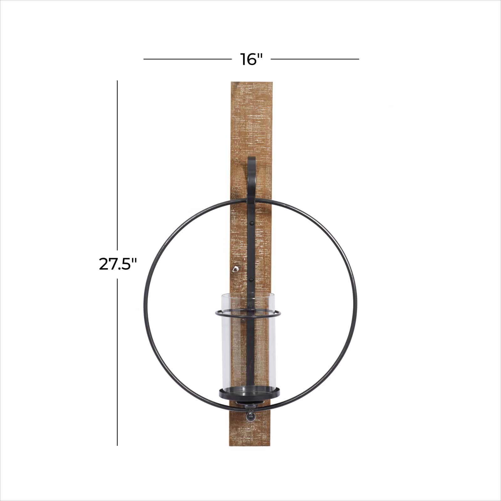 Farmhouse Brown Wood And Metal Wall Candle Holder, 28&#x22; x 16&#x22; x 6&#x22;
