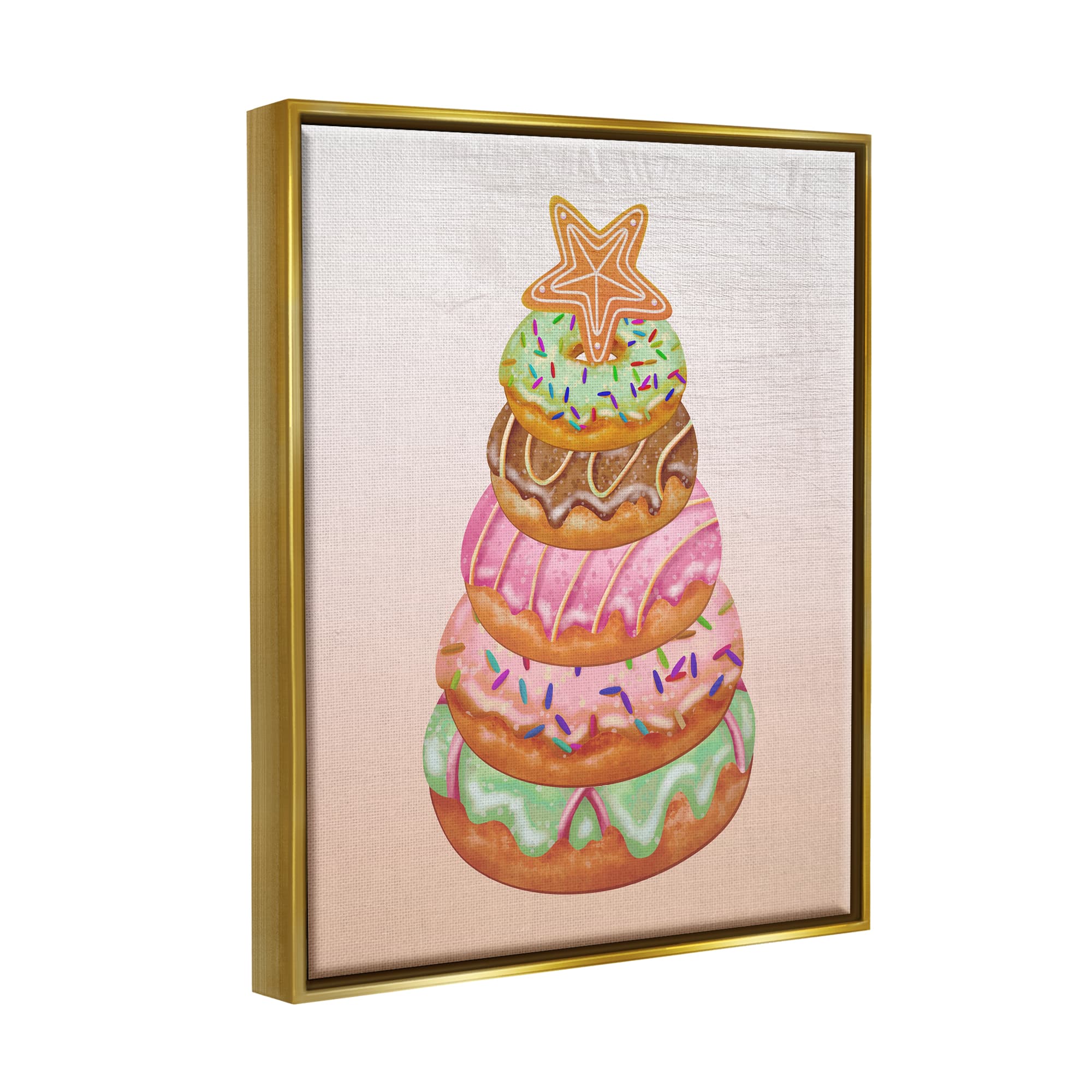 Stupell Industries Seasonal Sweets Stacked Donuts Framed Floater Canvas Wall Art