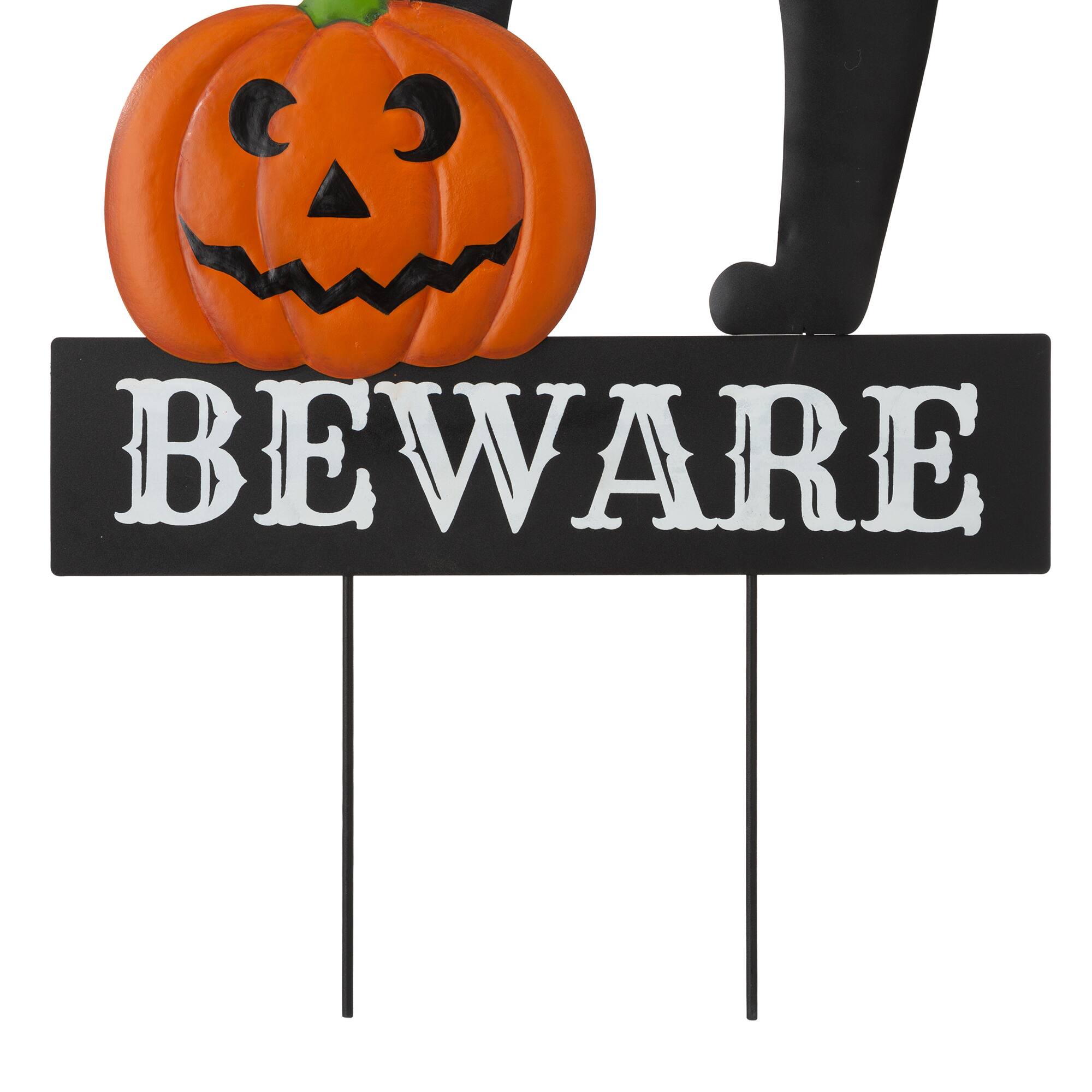 Glitzhome® 32" Lighted Metal Halloween Black Cat Yard Stake