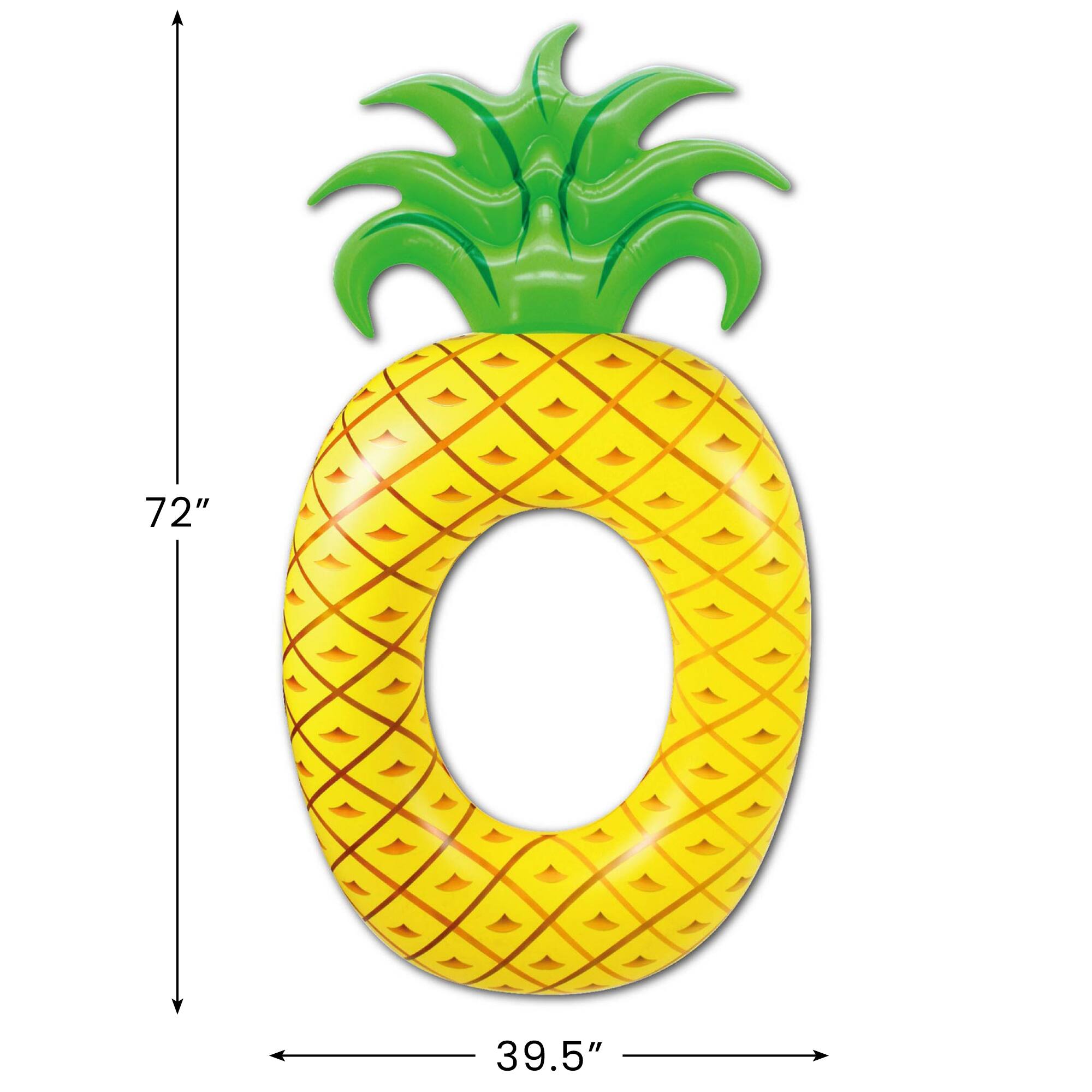 72&#x22; Yellow Pineapple Inflatable Tube Ring Swimming Pool Float