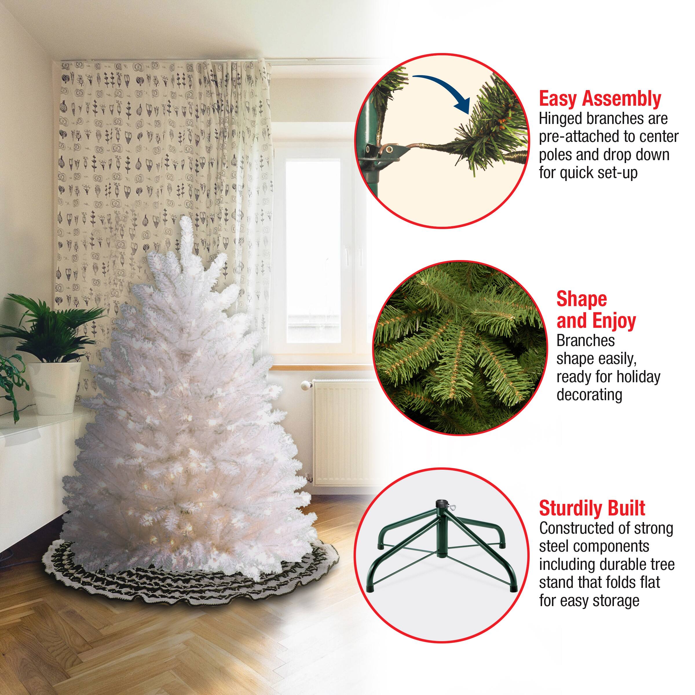 4.5ft. Pre-Lit Dunhill® White Fir Artificial Christmas Tree, Clear Lights
