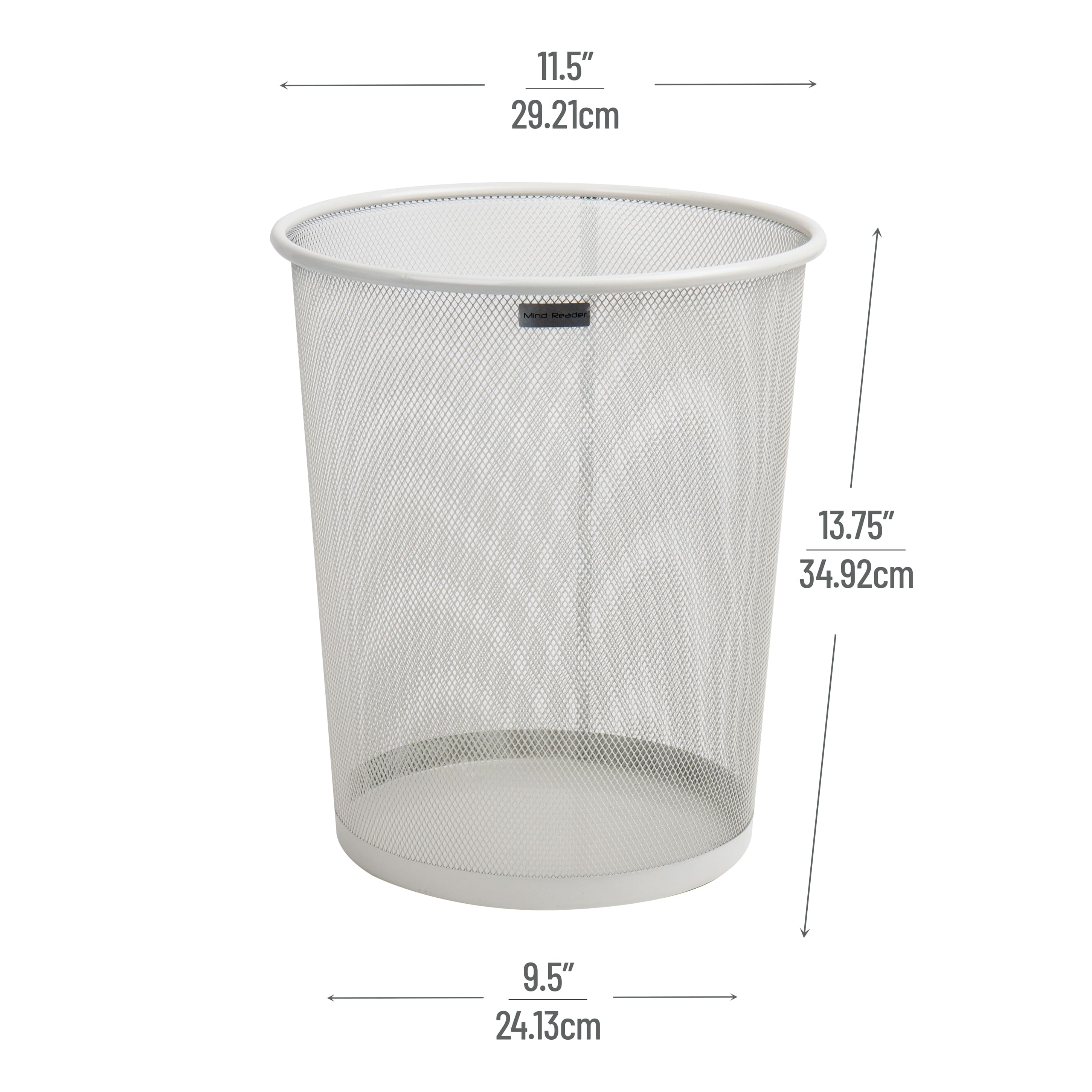 Mind Reader 2 Piece Garbage Round Metal Mesh Waste Basket Recycling Bin