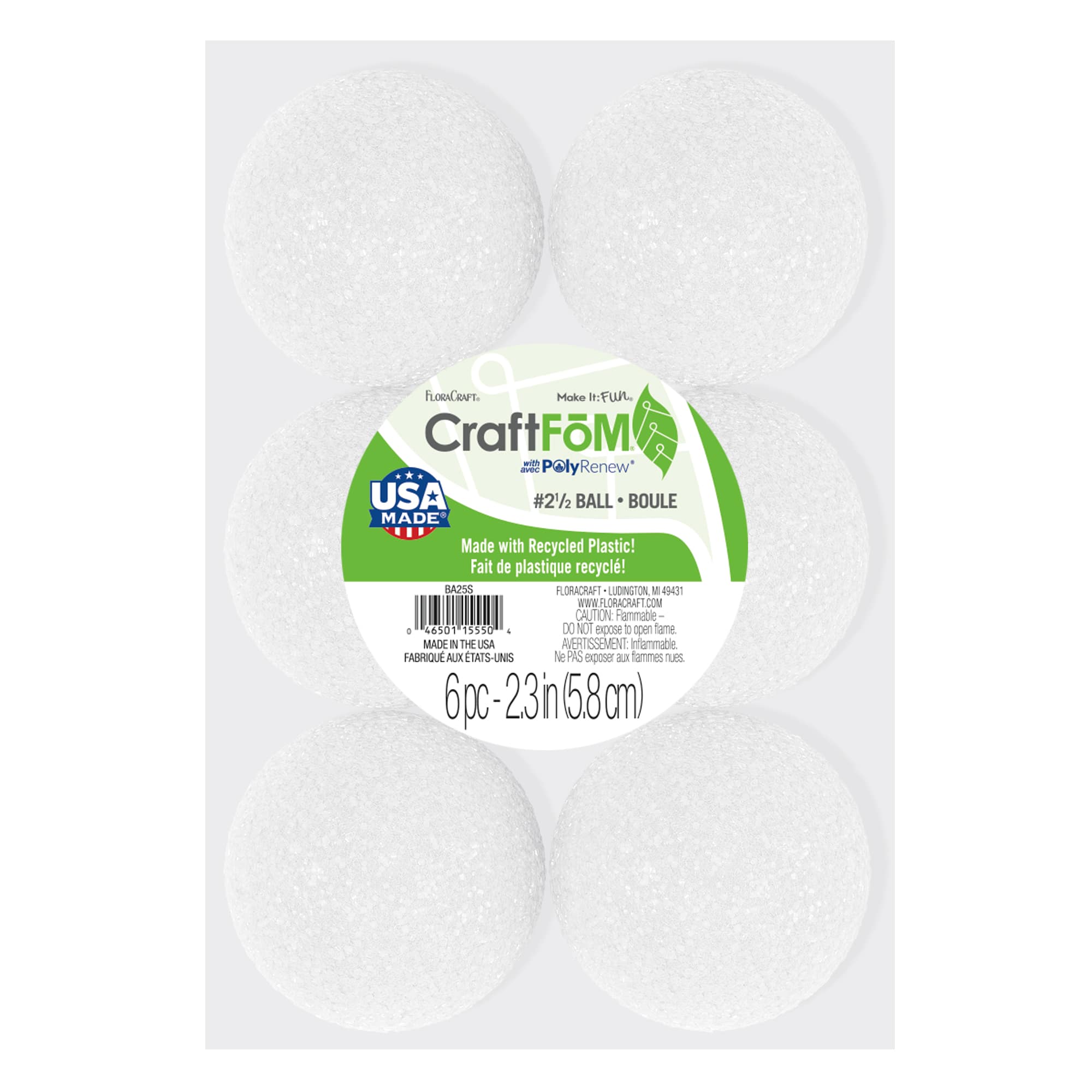 24 Packs: 6 ct. (144 total) FloraCraft® CraftFōM Ball White, 2.5"