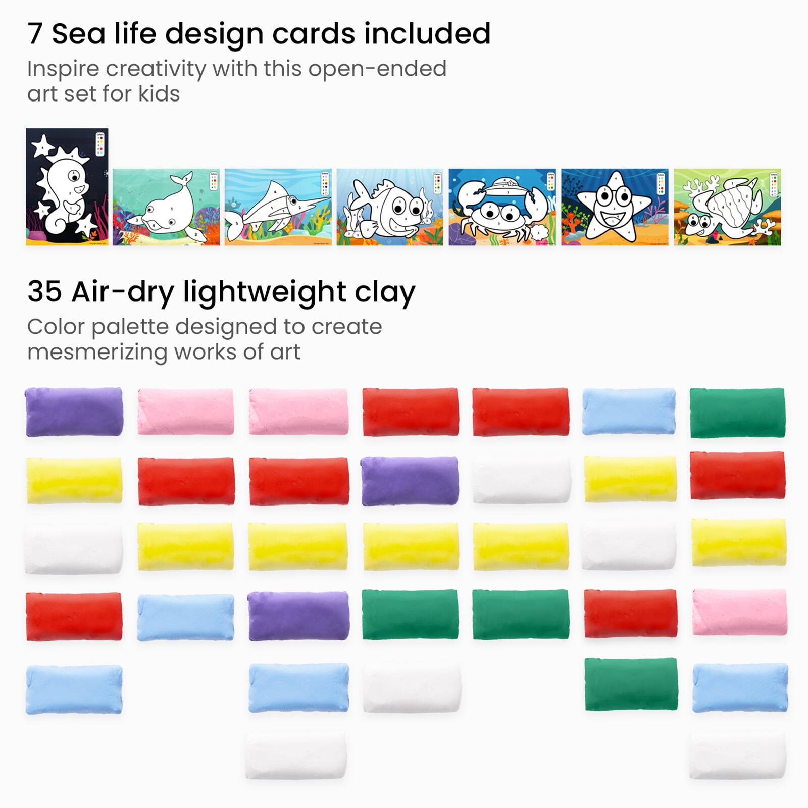 Arteza® Kids Sea Life Clay By Numbers Kit, 56 pcs