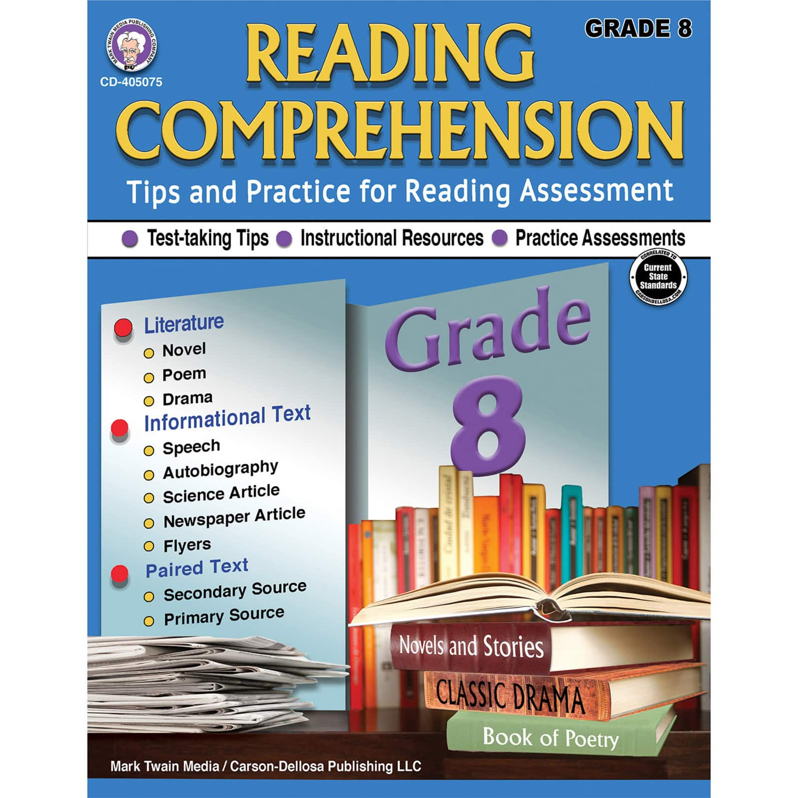 Mark Twain Reading Comprehension Workbook, Grade 8