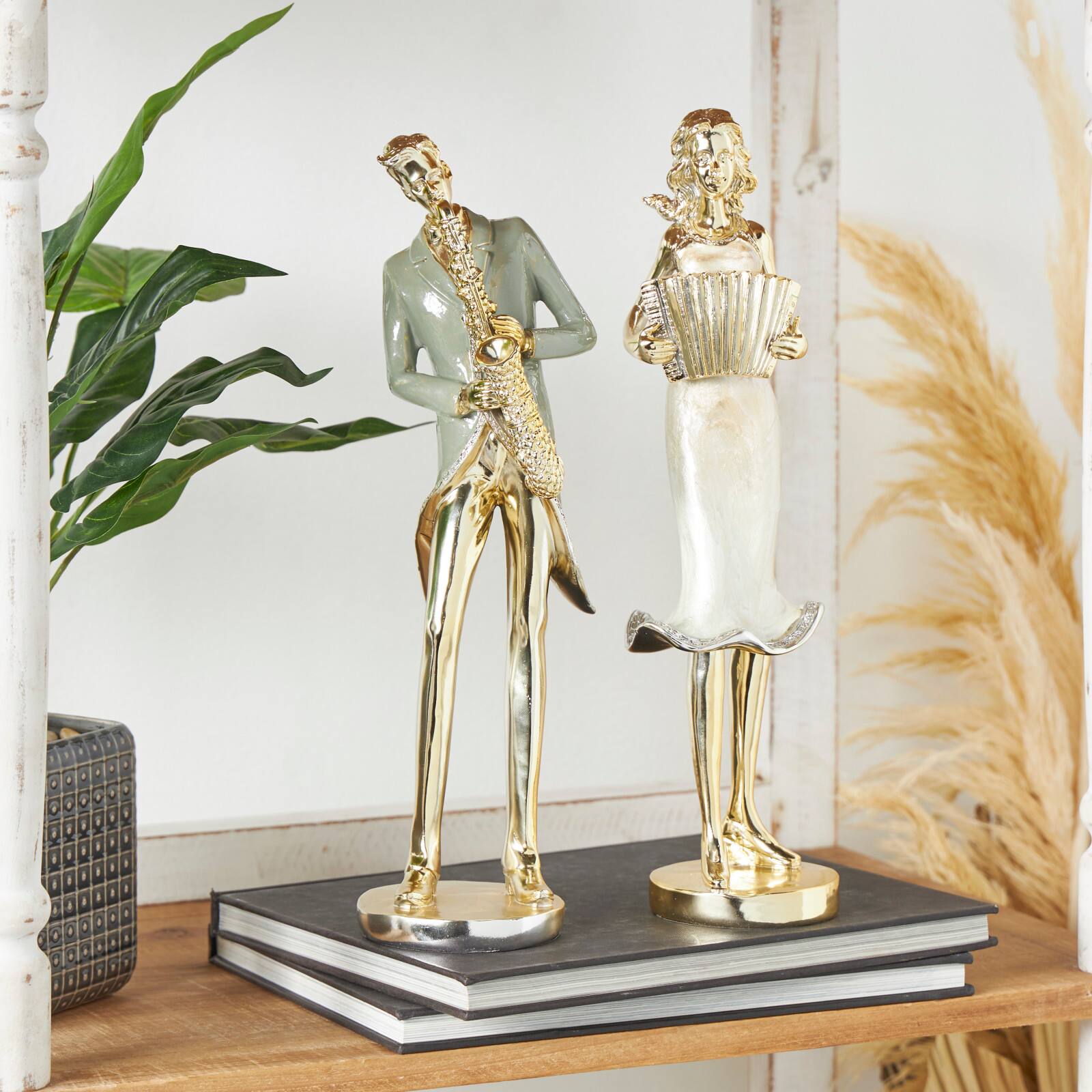 14&#x22; Gold Musician Sculpture Set