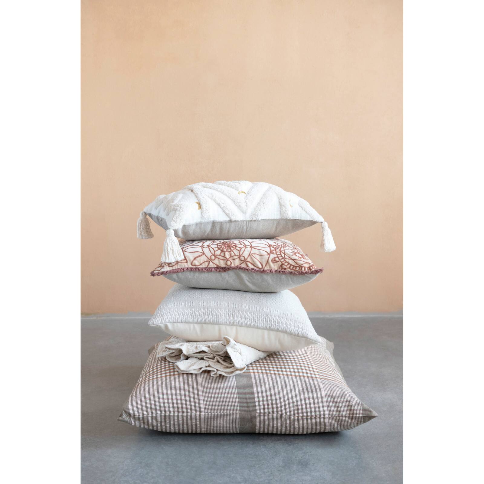 Cream Woven Jacquard Pillow