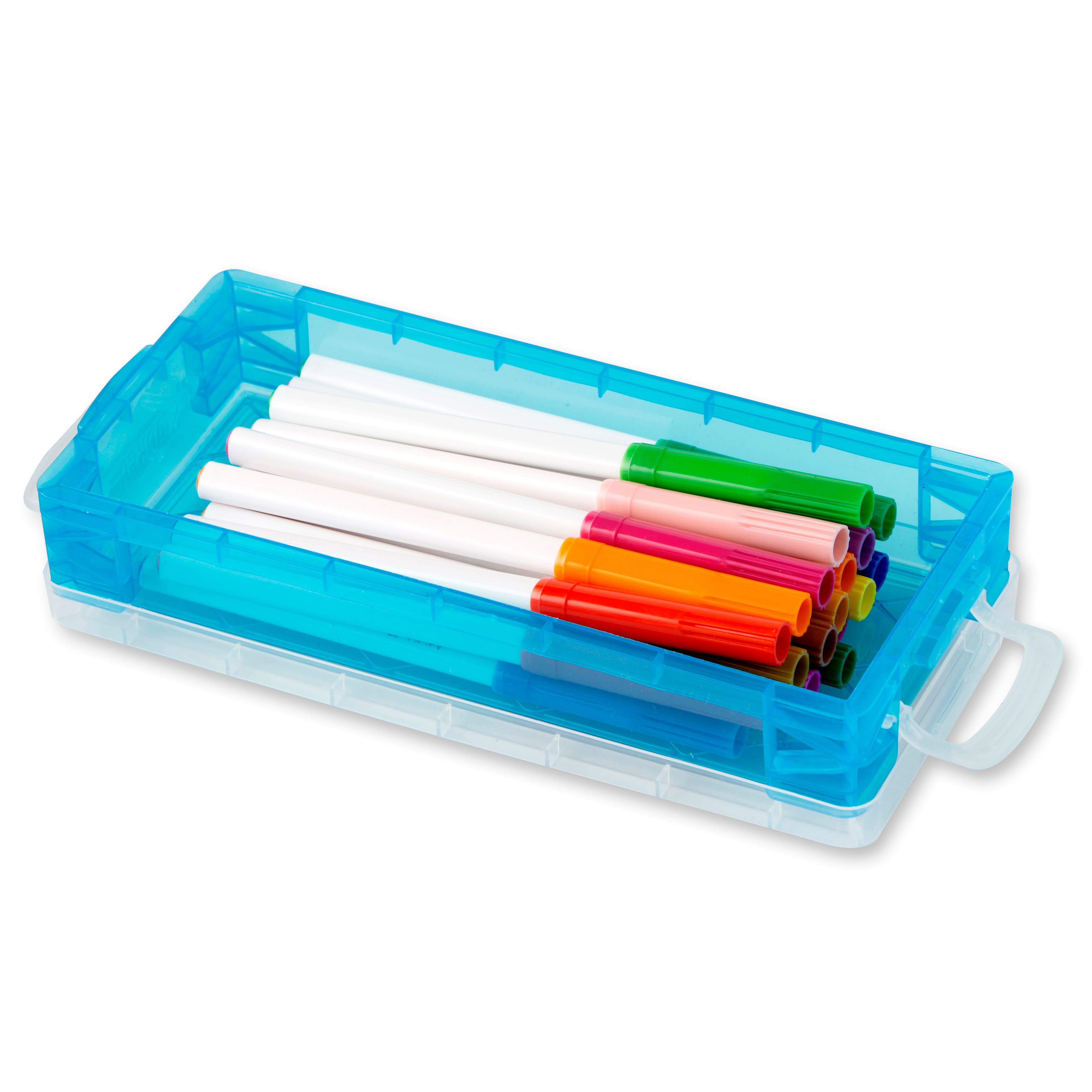 DailySale 2-Pack: Extra Large Capacity Plastic Pencil Box Stackable Translucent Clear Pencil Box