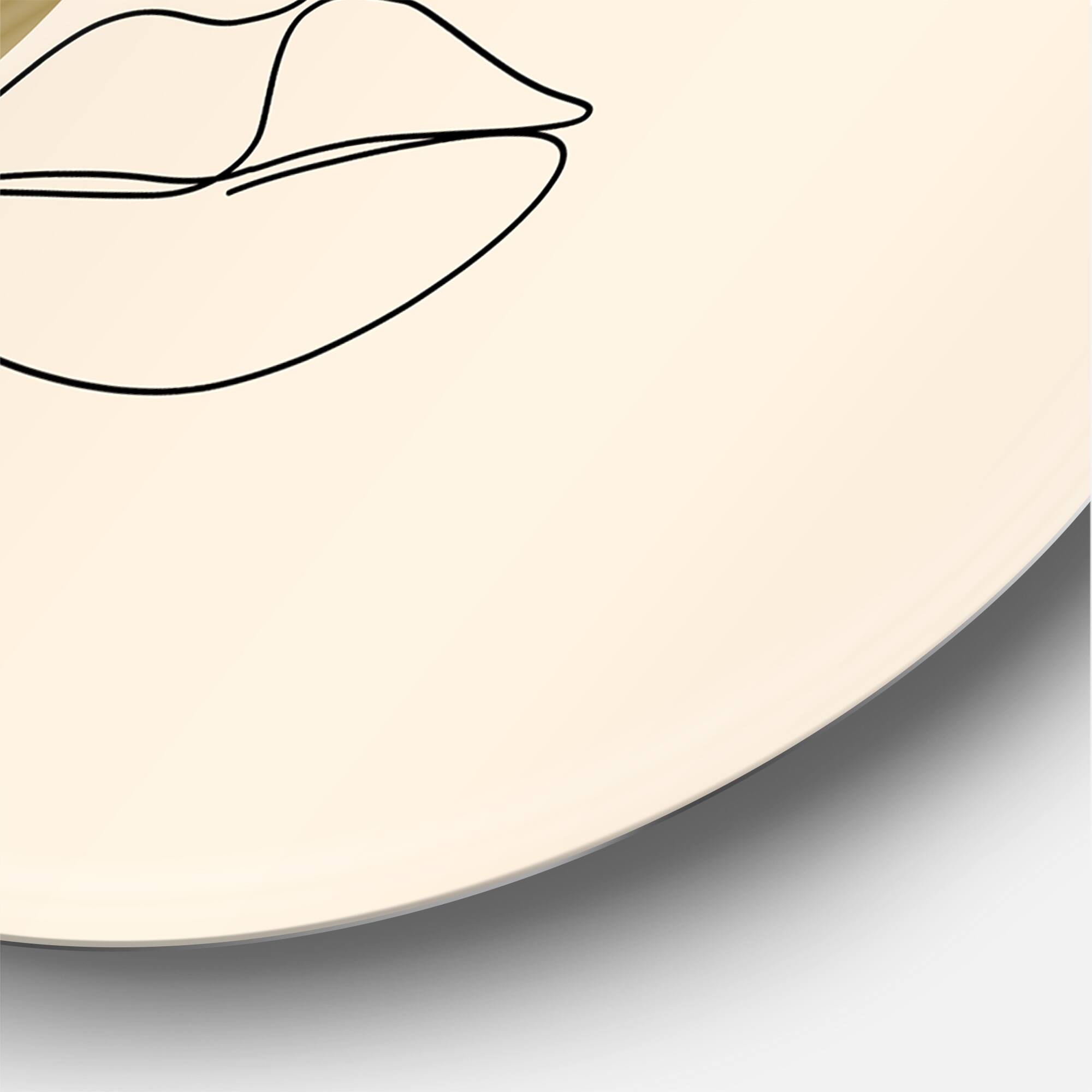 Designart - One Line Art Portrait of Woman In Terracotta Tones - Modern Metal Circle Wall Art