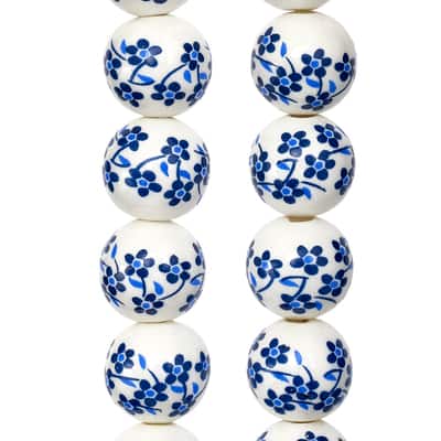 White & Sapphire Ceramic Round Beads, 12mm by Bead Landing™ image