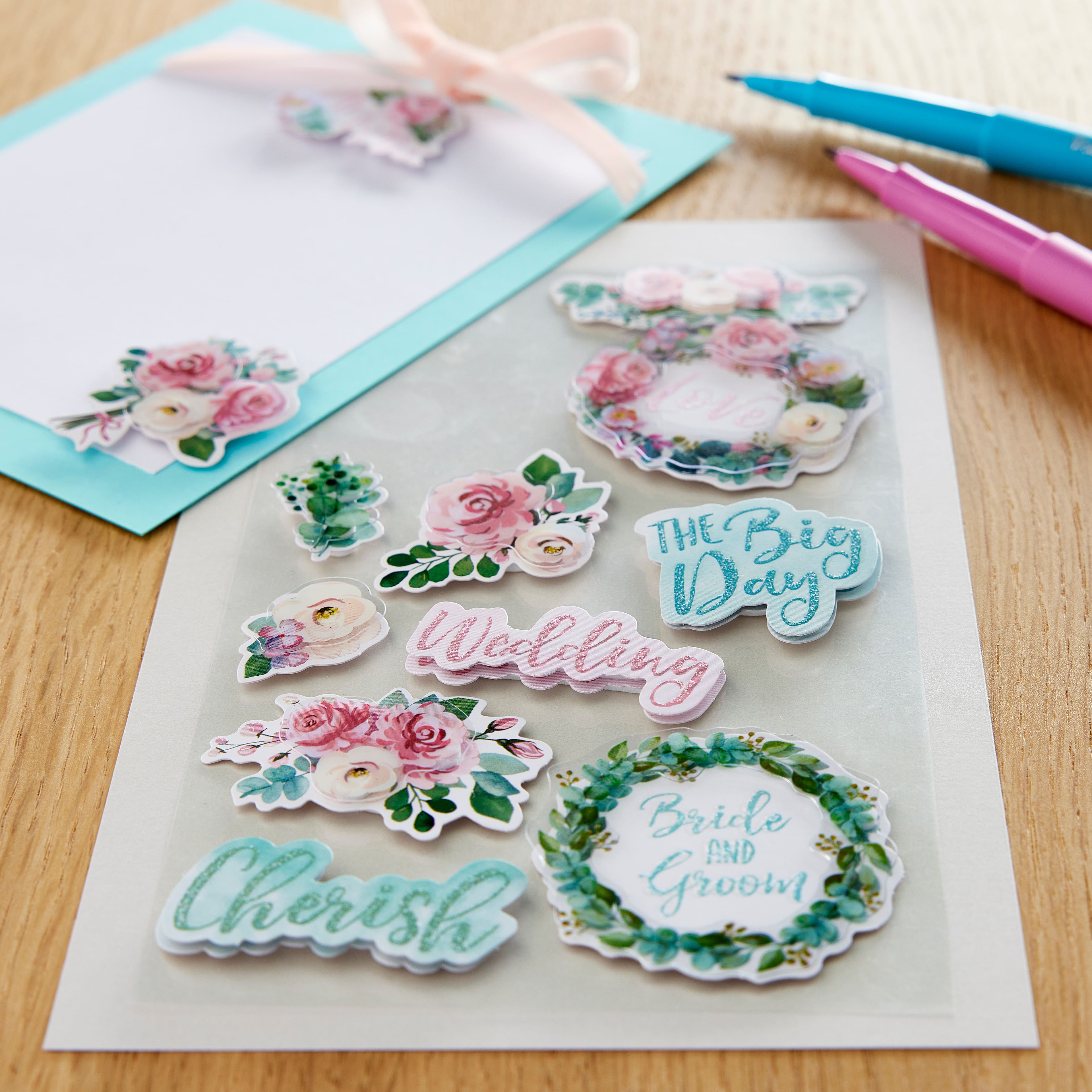 12 Pack: Wedding Sentiments Dimensional Stickers by Recollections&#x2122;