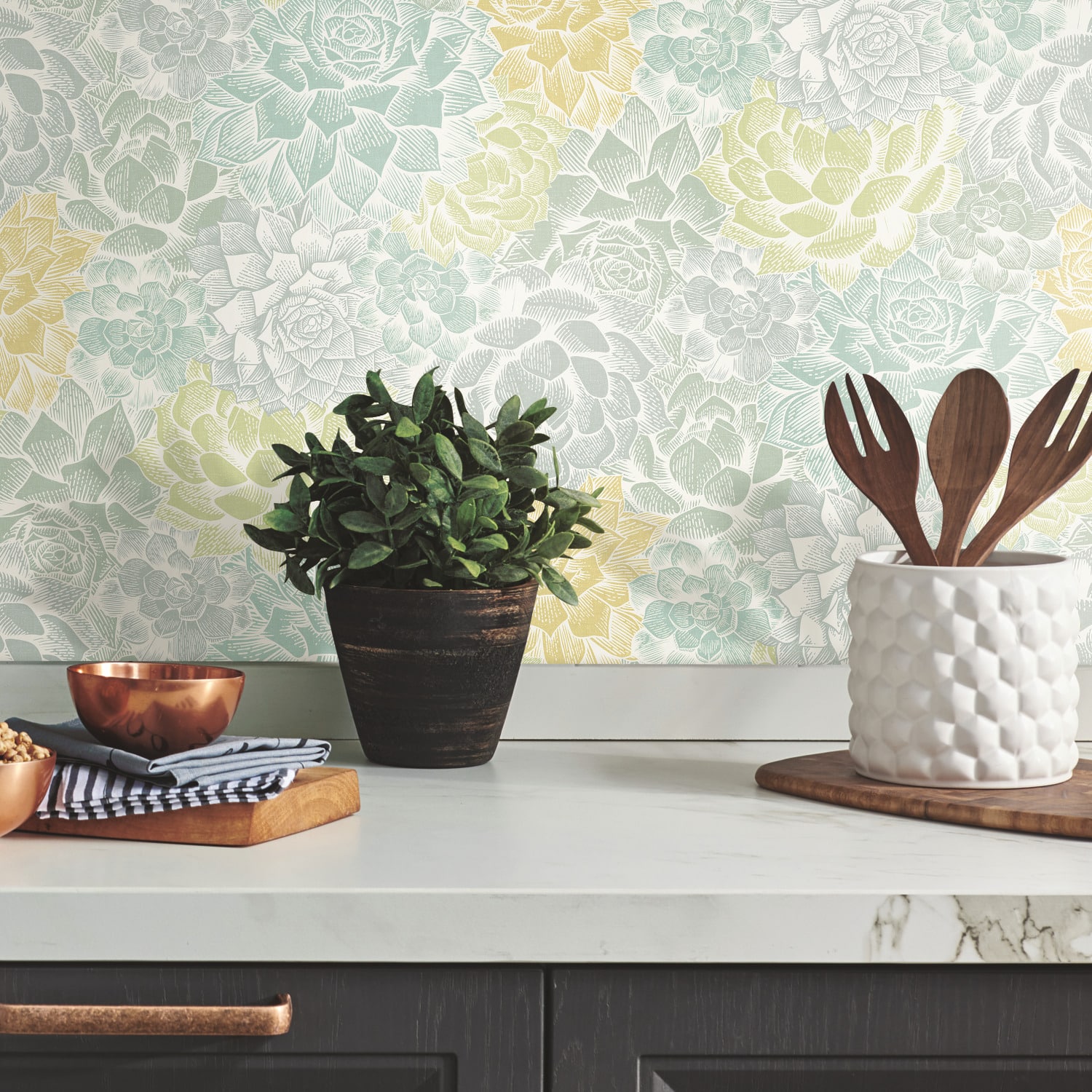 RoomMates Mr. Kate Succulent Plant Peel &#x26; Stick Wallpaper
