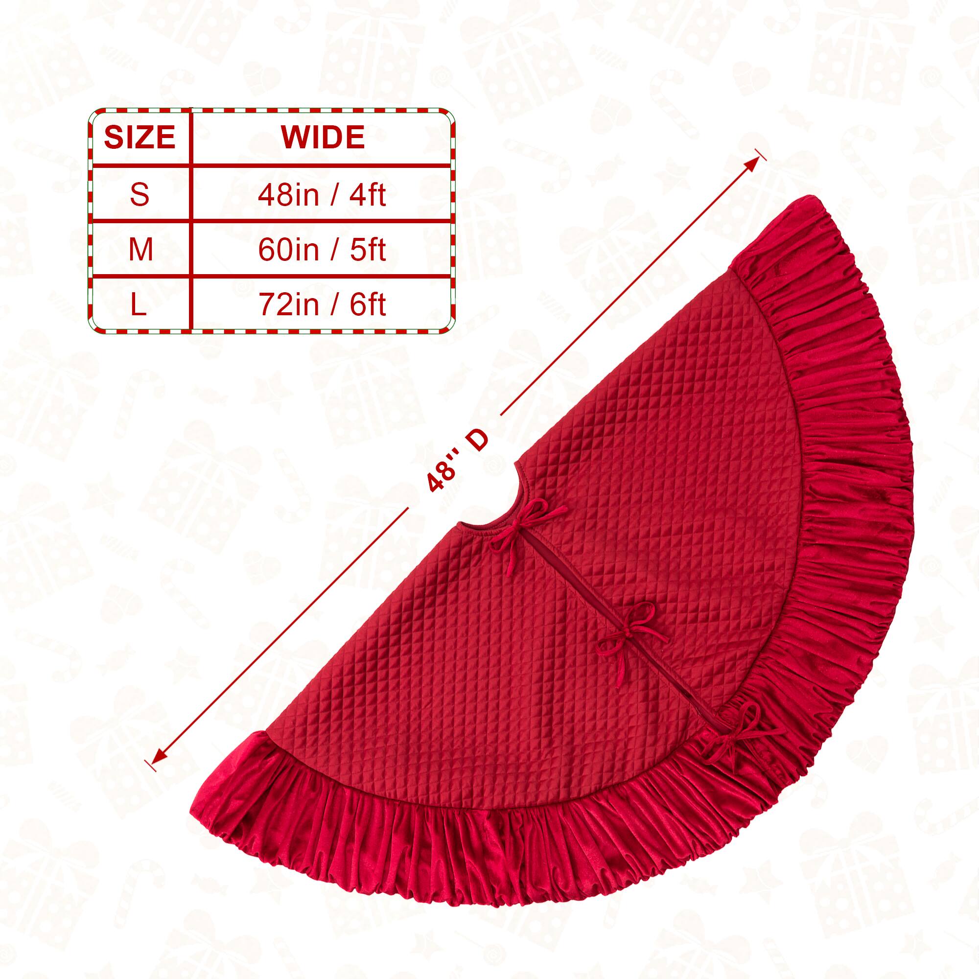 Glitzhome&#xAE; Deluxe Velvet Ruffled Christmas Tree Skirt