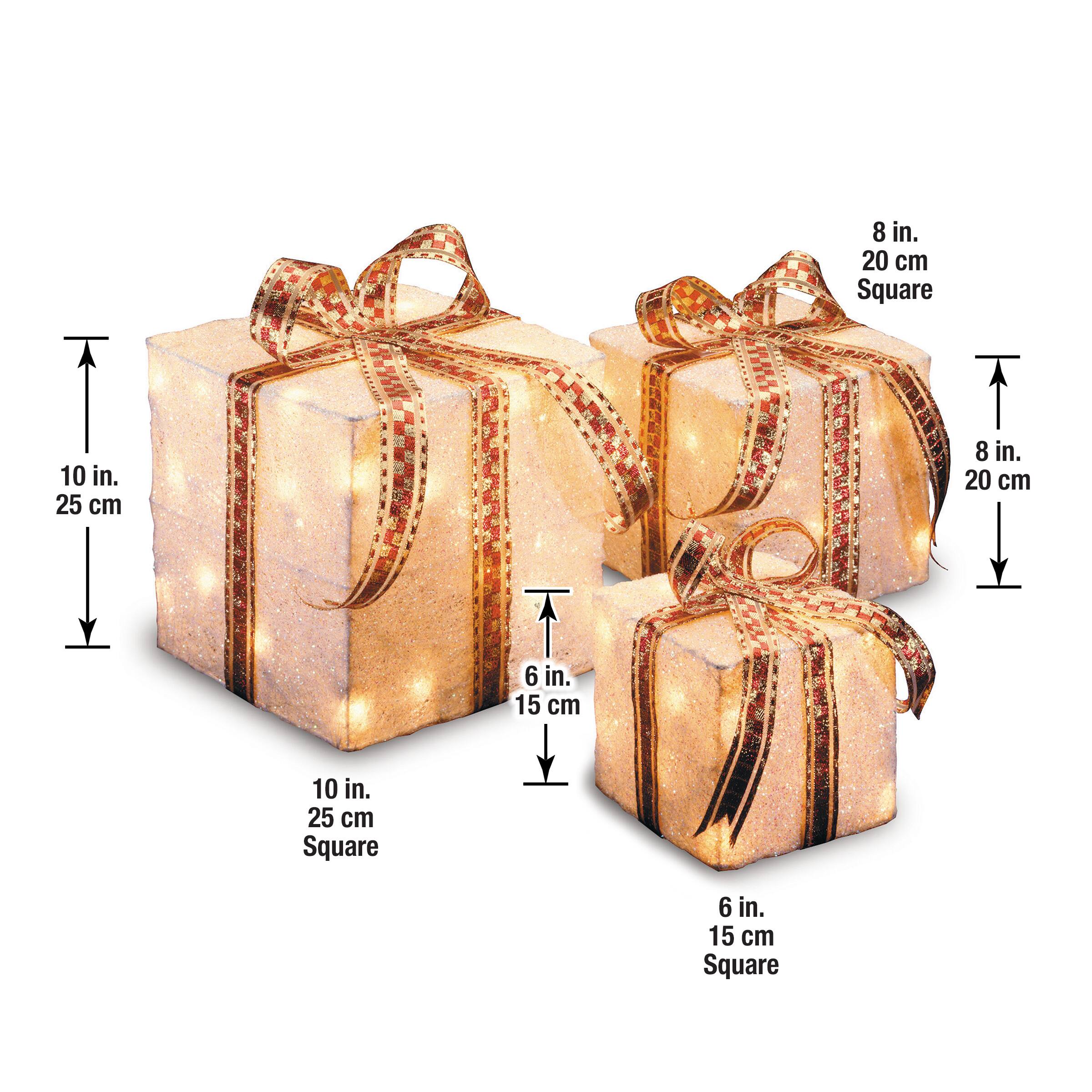 White Sisal Gift Box Set with Clear Lights