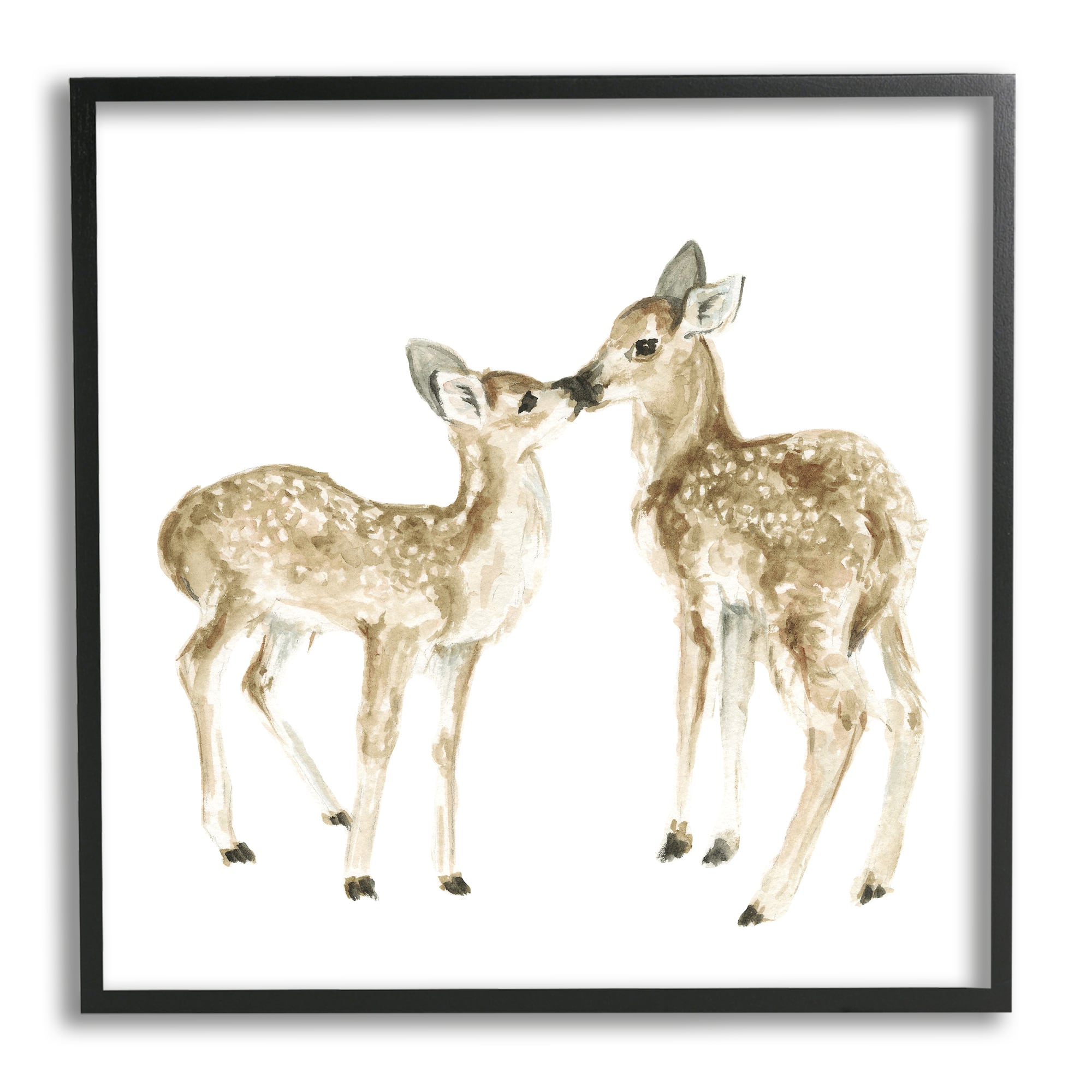 Stupell Industries Baby Deer Fawn Watercolor Painting Kids&#x27; Nursery Animal Framed Wall Art