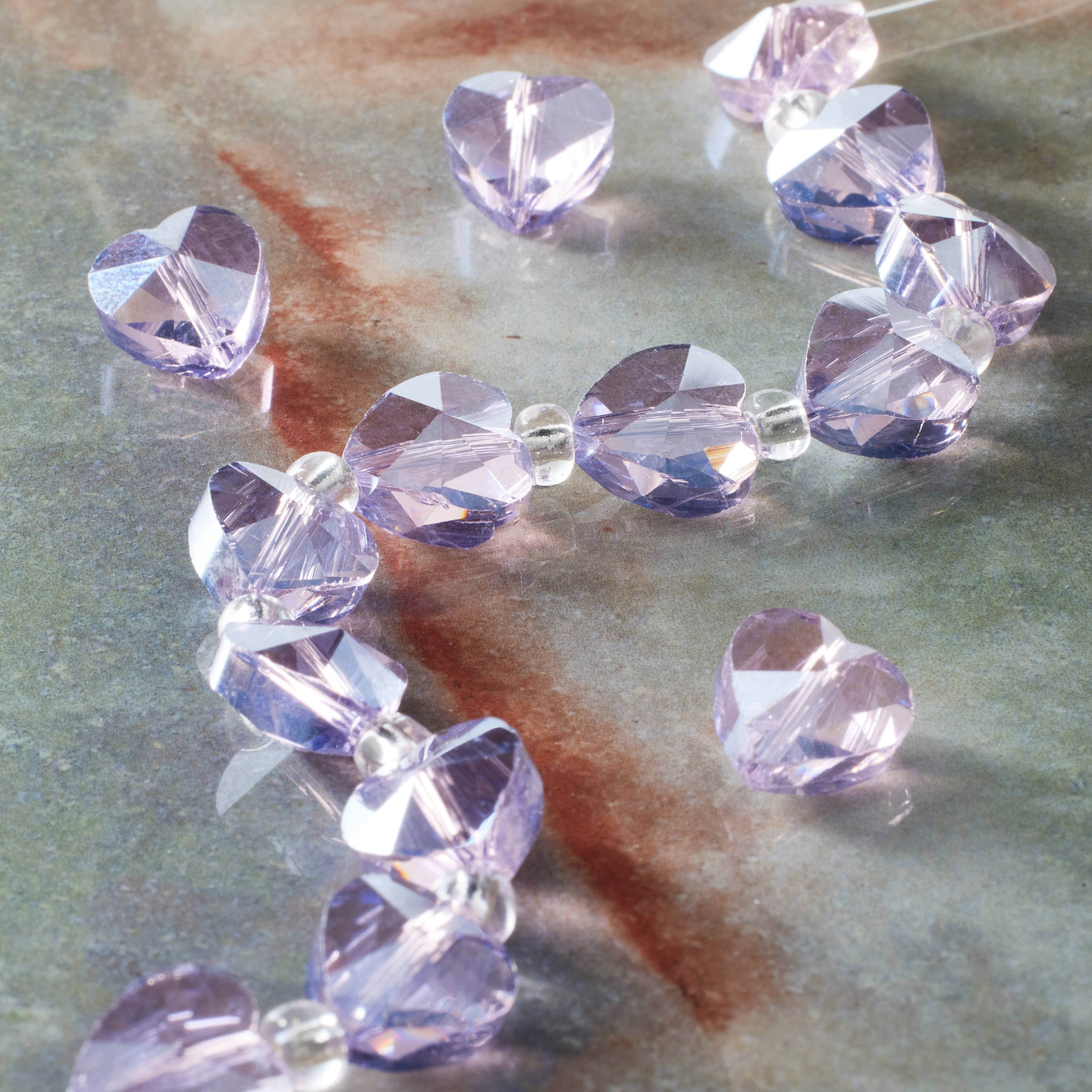 12 Pack: Purple Glass Heart Beads, 10mm by Bead Landing™