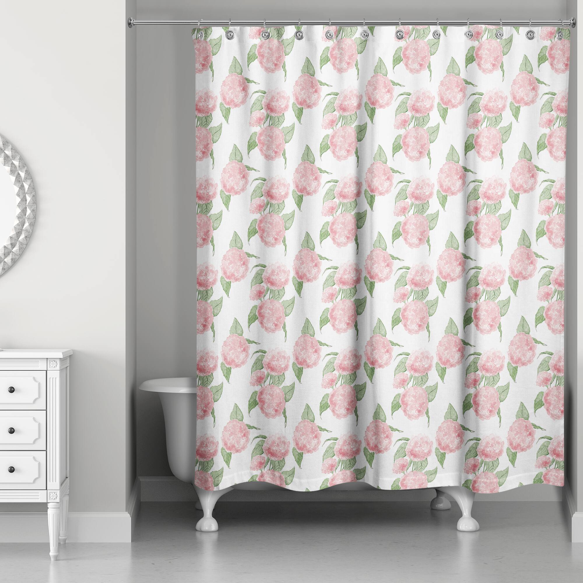 Pink Hydrangea Pattern 71" x 74" Shower Curtain