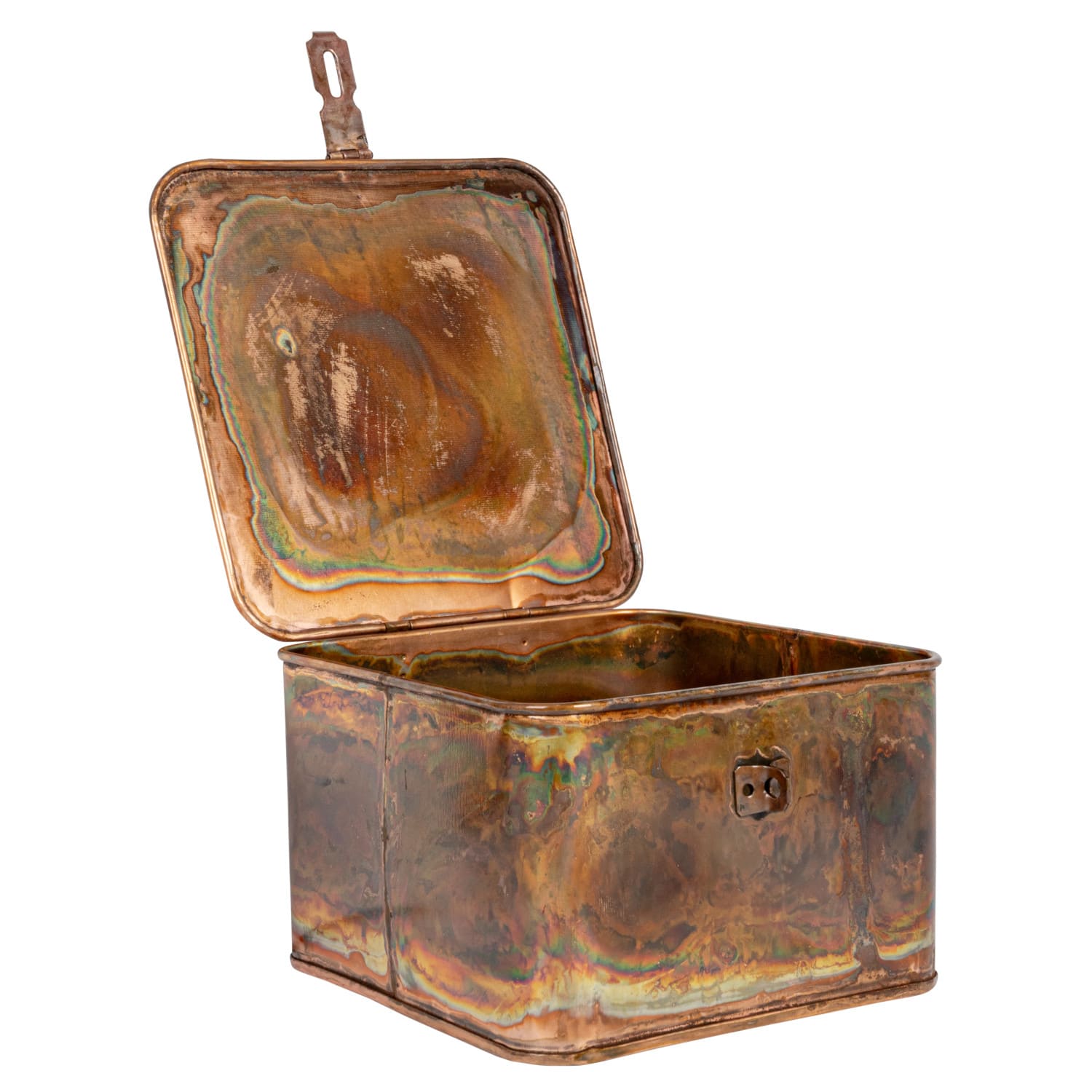 7&#x22; Burnt Copper Finish Square Decorative Boxes Set