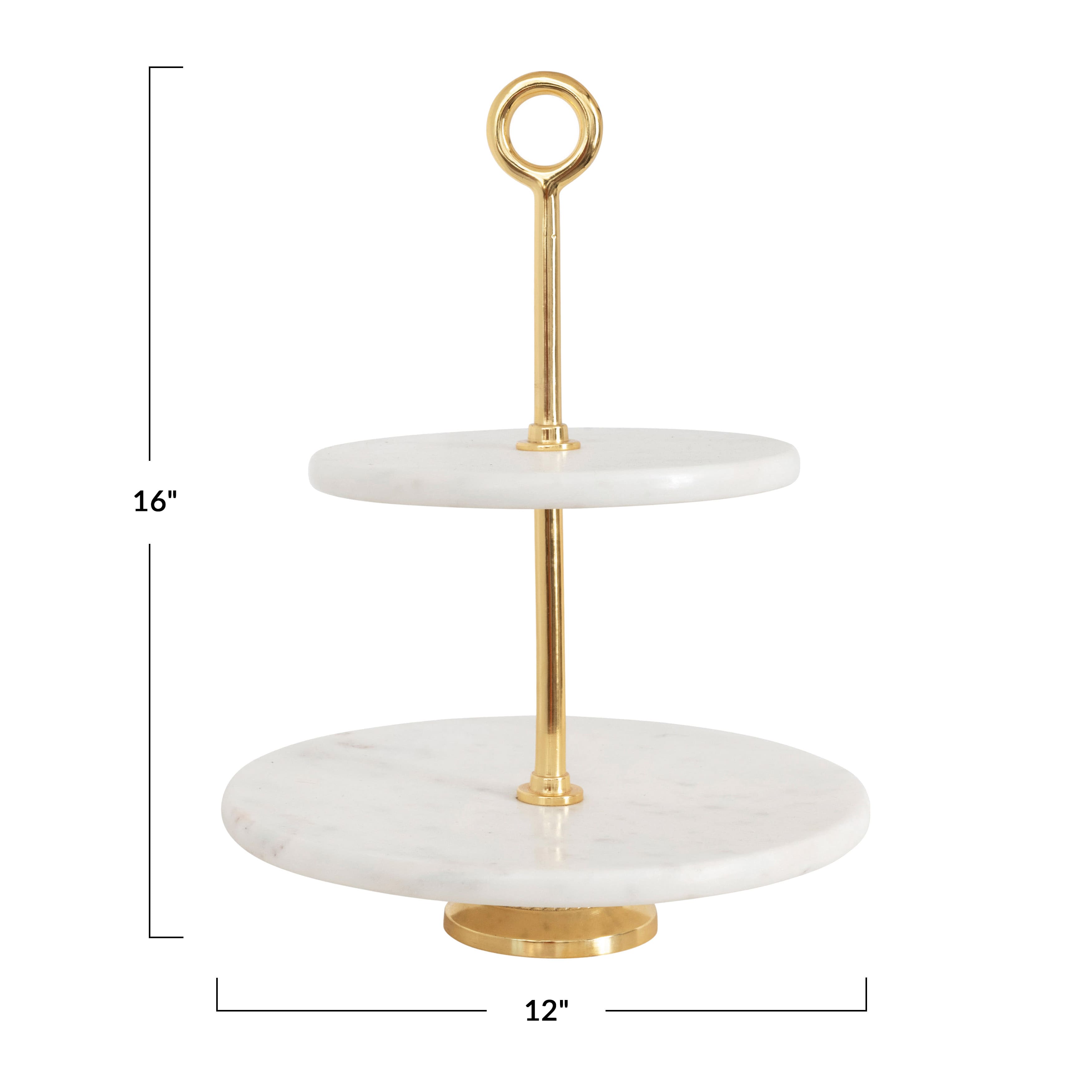 Hello Honey&#xAE; White Marble &#x26; Metal 2-Tier Tray