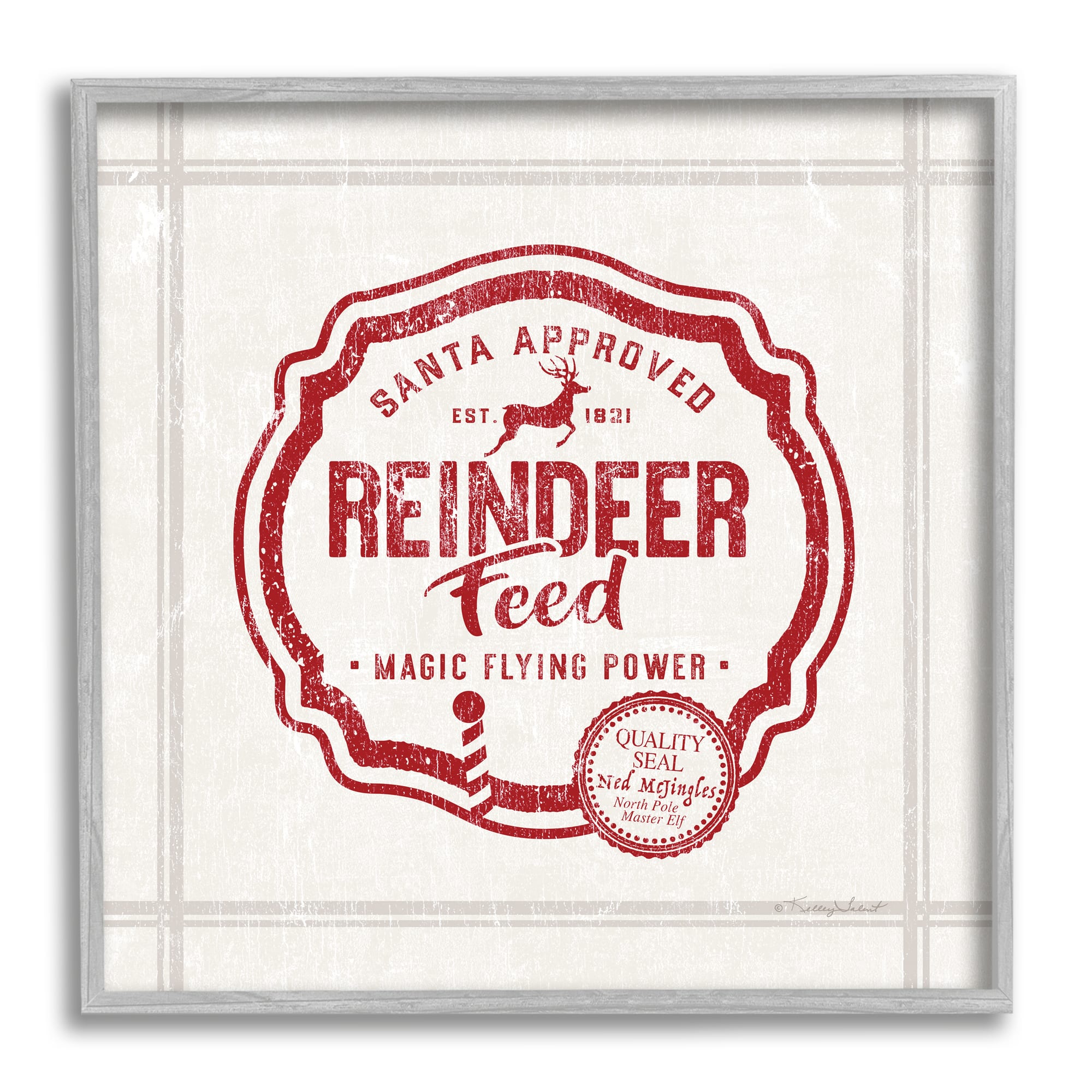 Stupell Industries Vintage Christmas Reindeer Feed Framed Giclee Art