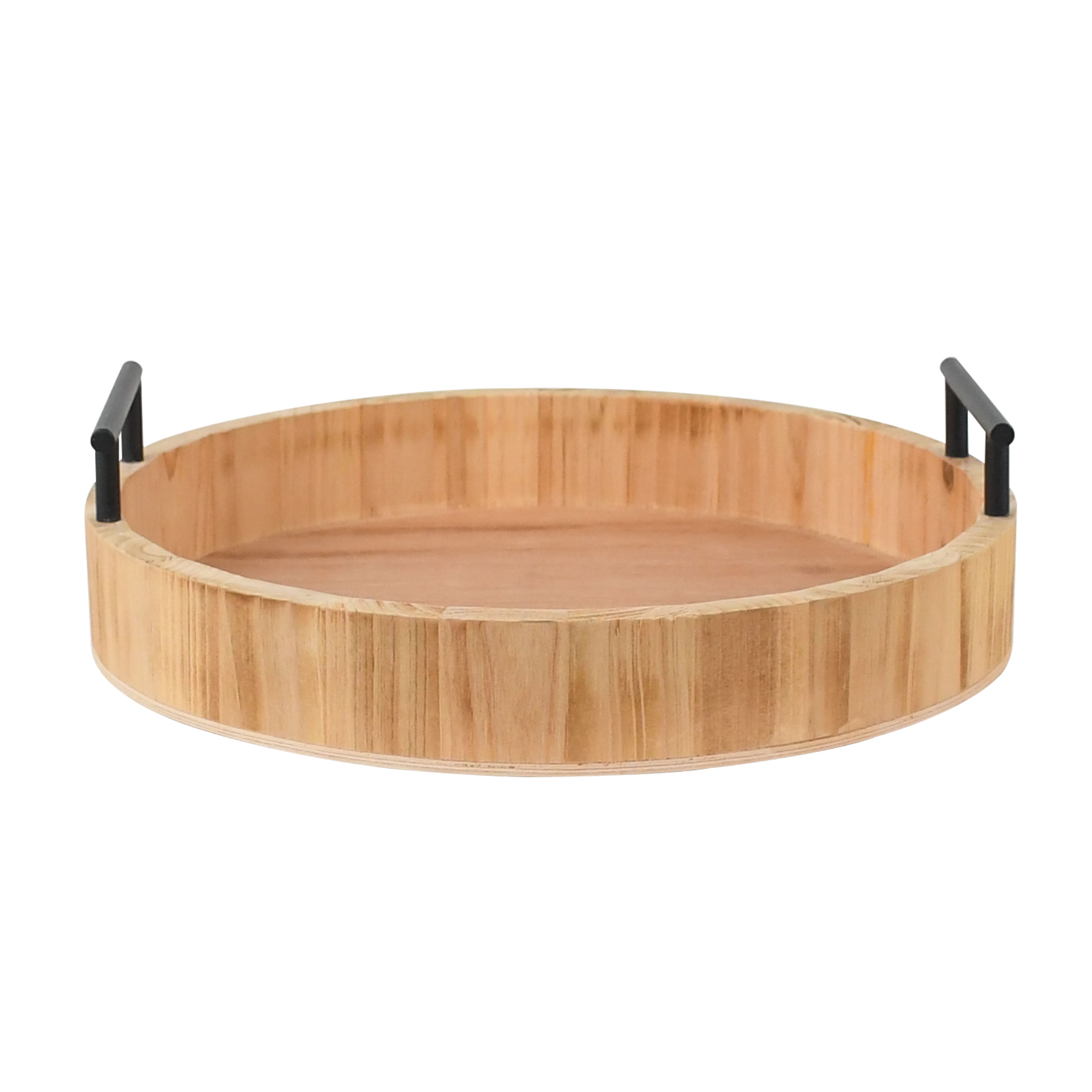12" Round Wood Tray with Handles by Ashland®