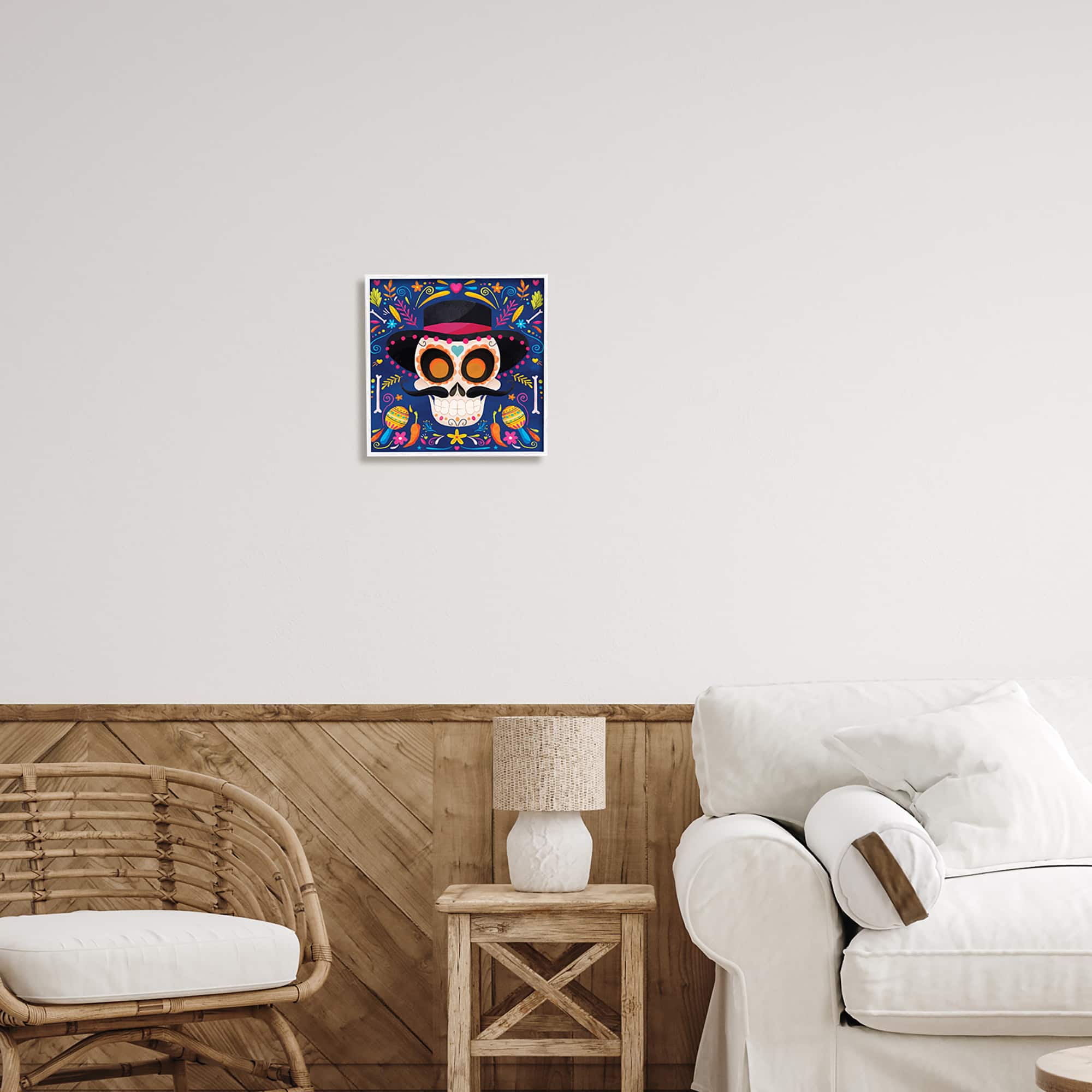 Stupell Industries Day Of Dead Patterned Skull Framed Giclee Art