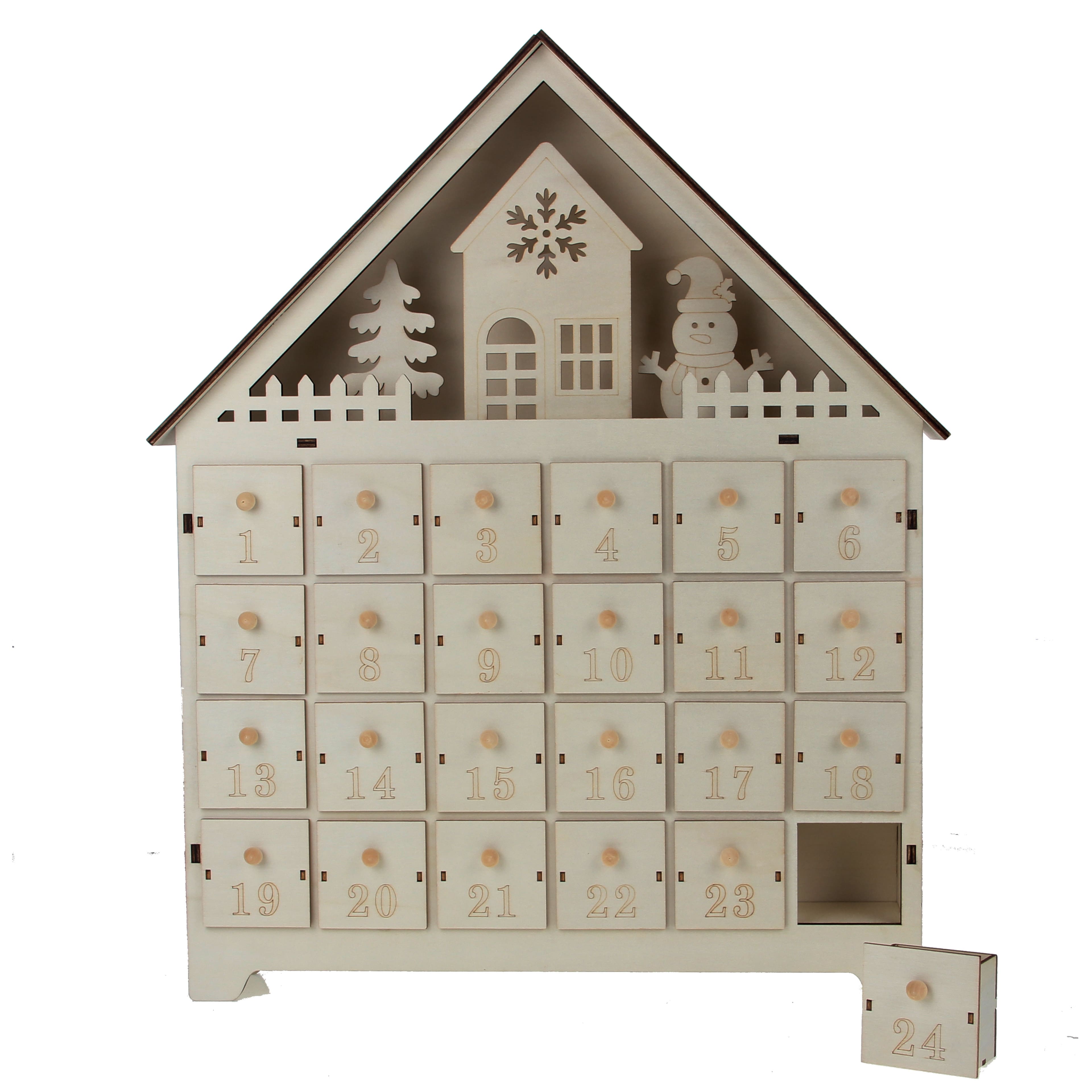 16.75&#x22; House Advent Calendar DIY LED Wood D&#xE9;cor by Make Market&#xAE;