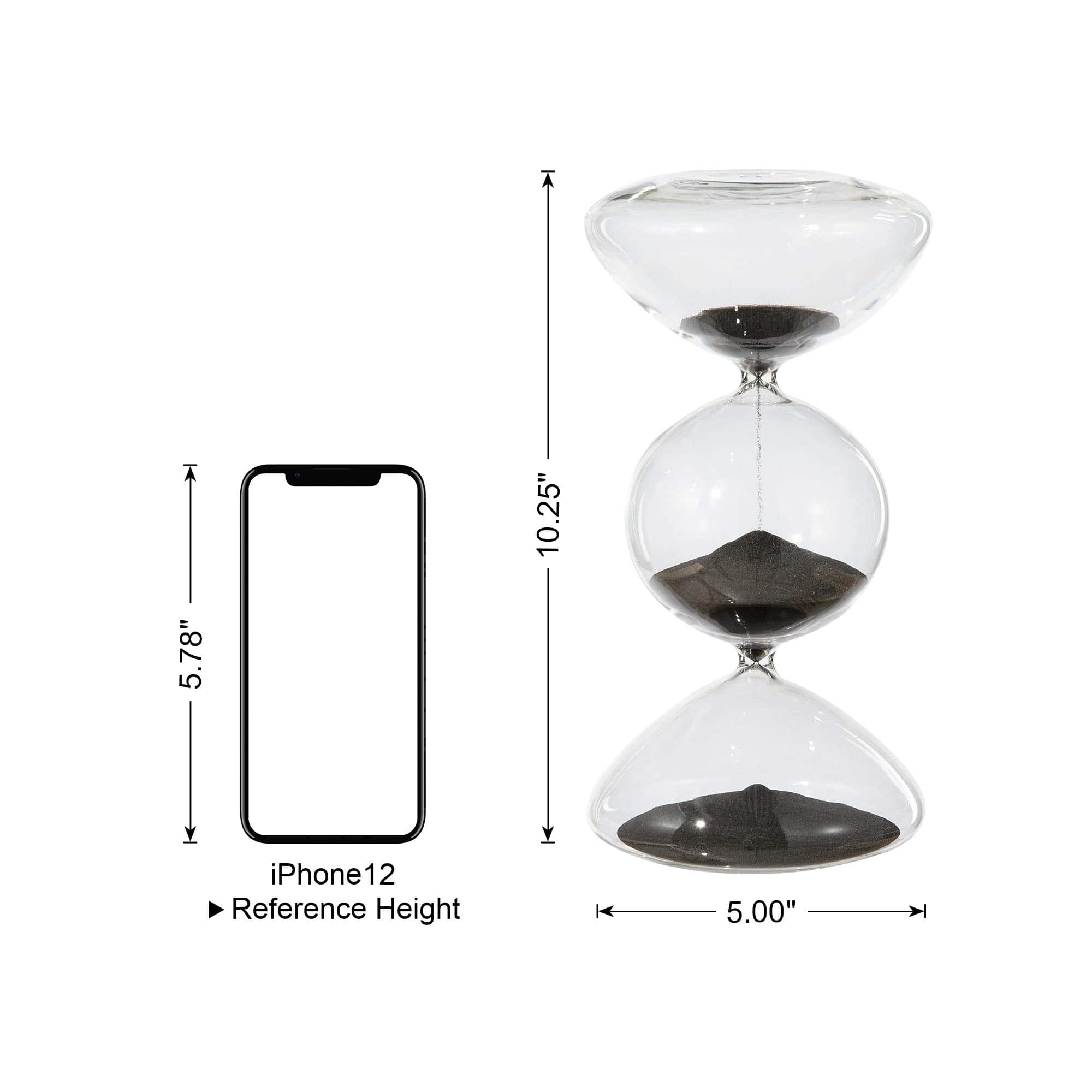 Glitzhome&#xAE; 10.25&#x22; Modern Tri-Layer Hourglass with Black Sand