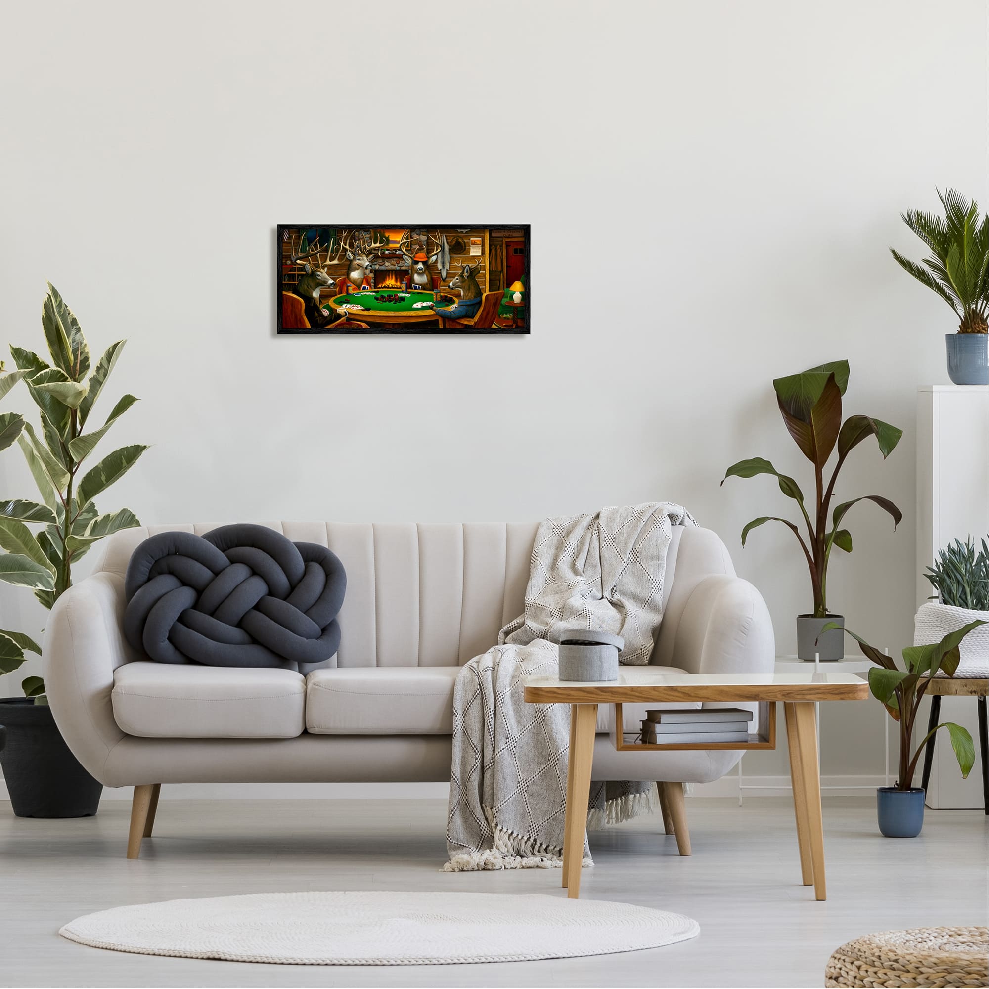 Stupell Industries Deer Animals Playing Poker Table Cabin Lodge Framed Giclee Art